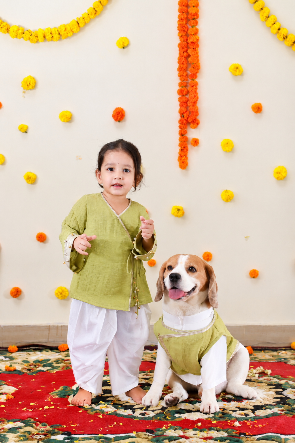 Green Angrakha Kurta Twinning set