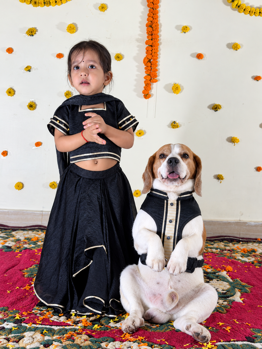 Black Draped Skirt Twinning set