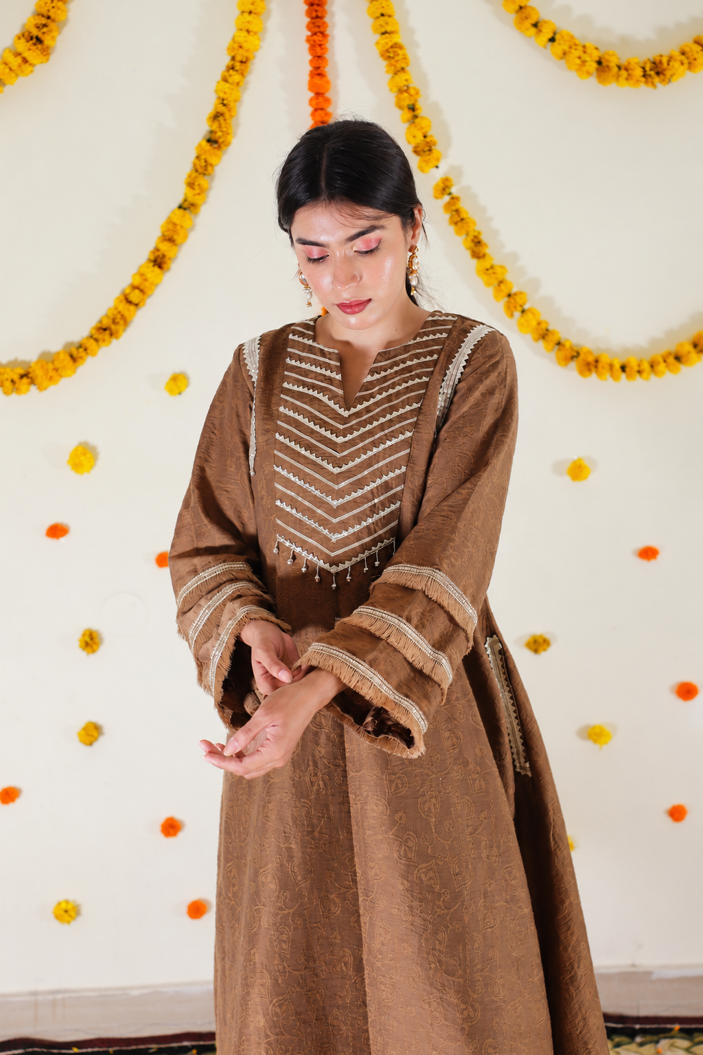 Brown Pakistani Kurta set