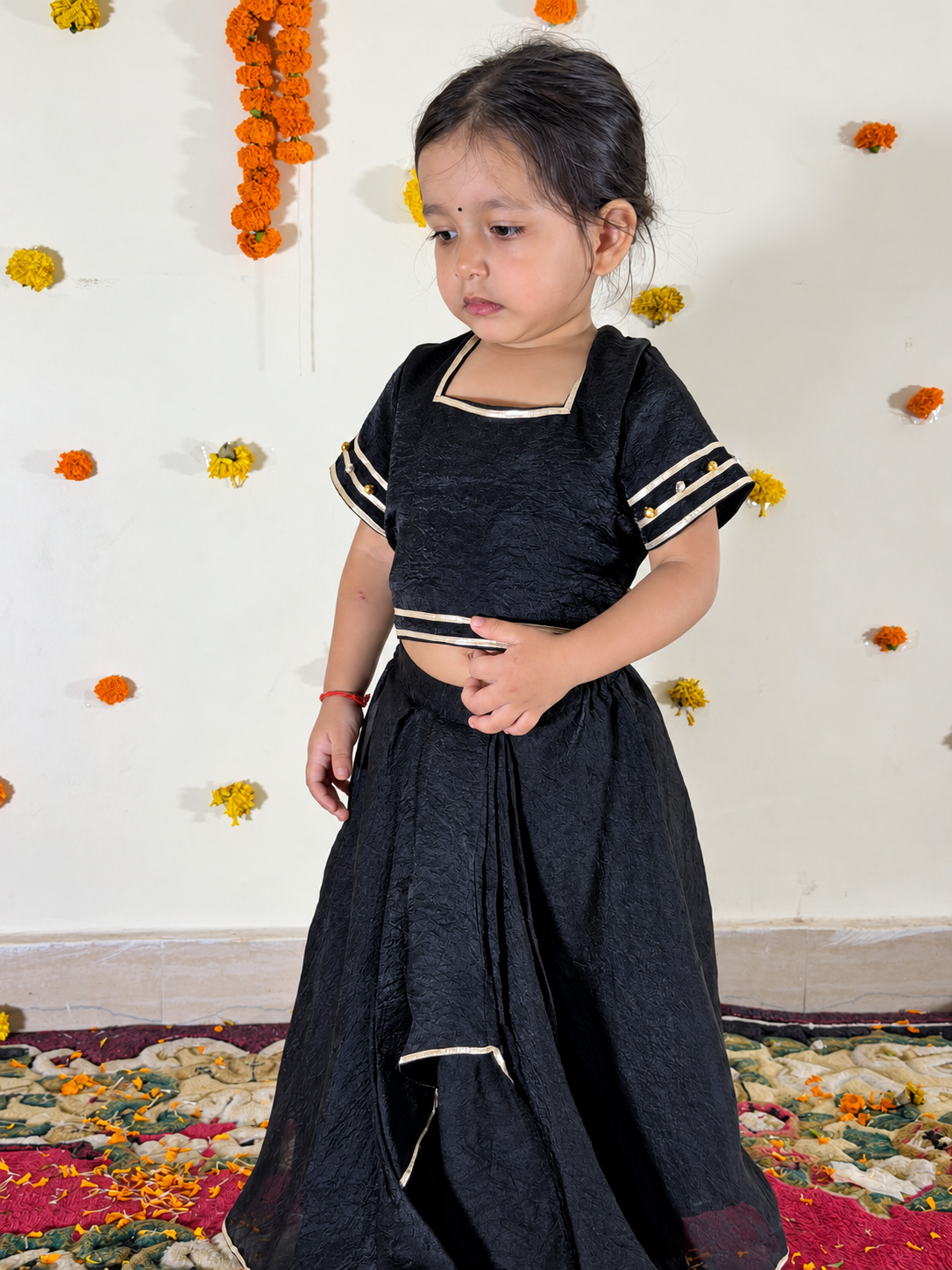 Black Drape Skirt set