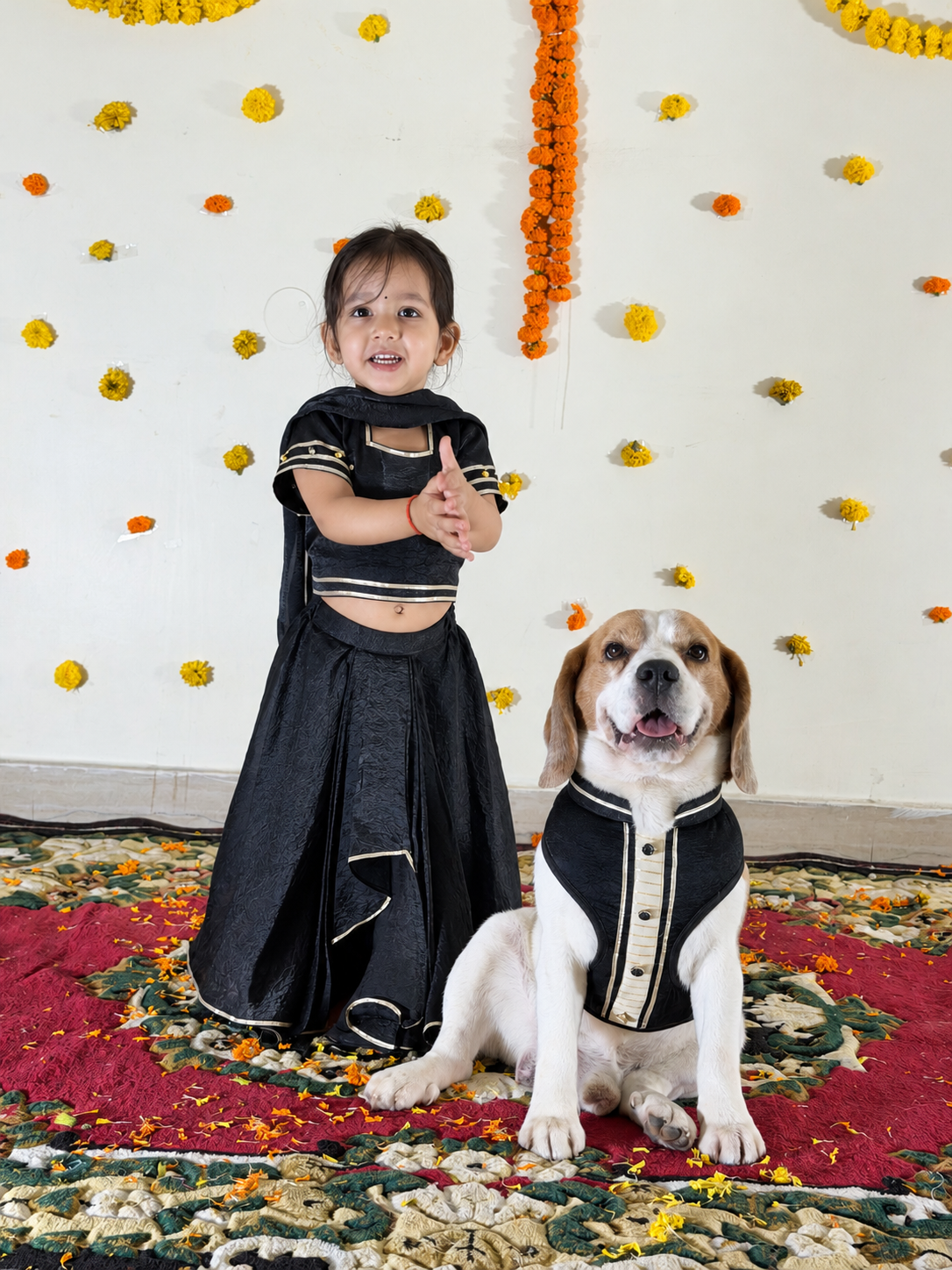 Black Draped Skirt Twinning set