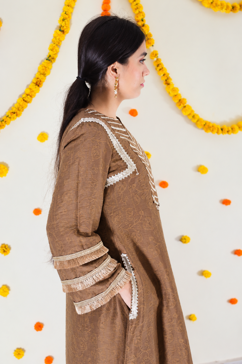 Brown Pakistani Kurta set