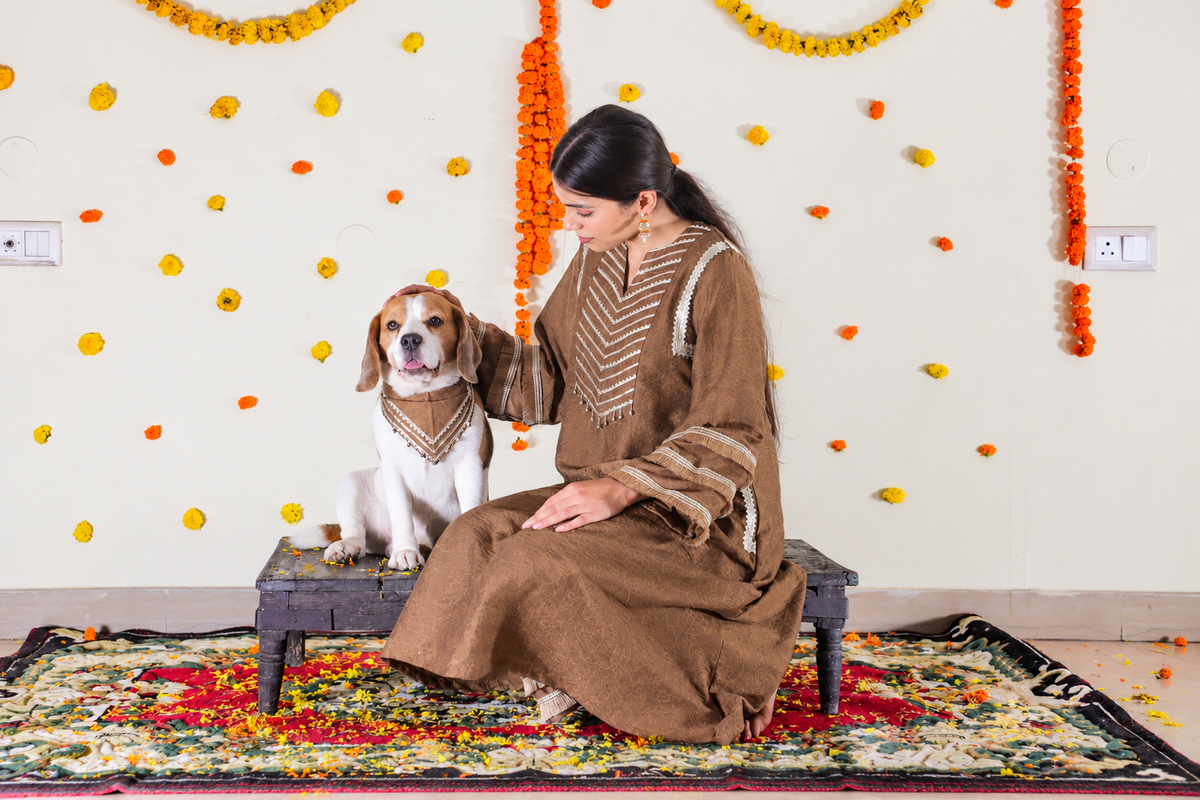 Brown Pakistani Kurta Twinning set