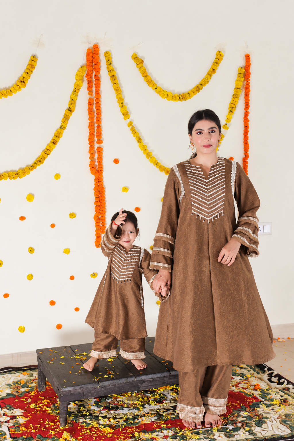 Brown Pakistani Kurta Twinning set