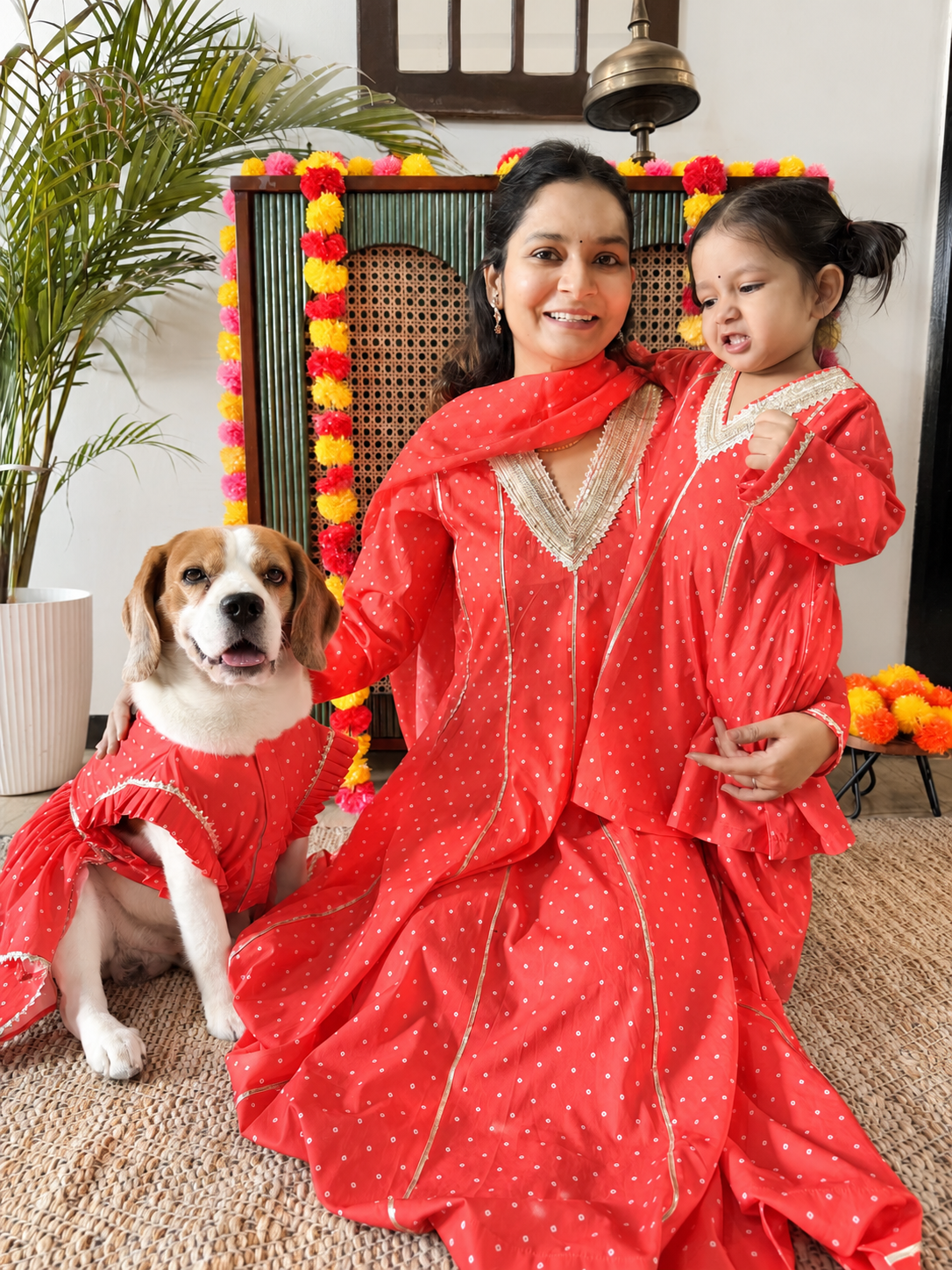 Orange Bandhani Anarkali Twinning set