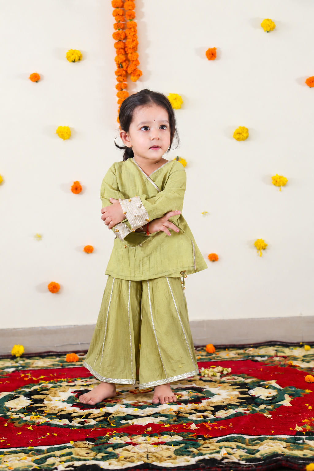 Lime Green Angrakha Sharara set