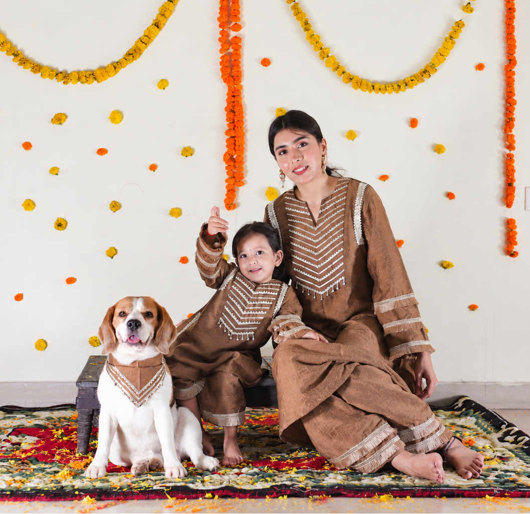 Brown Pakistani Kurta Twinning set