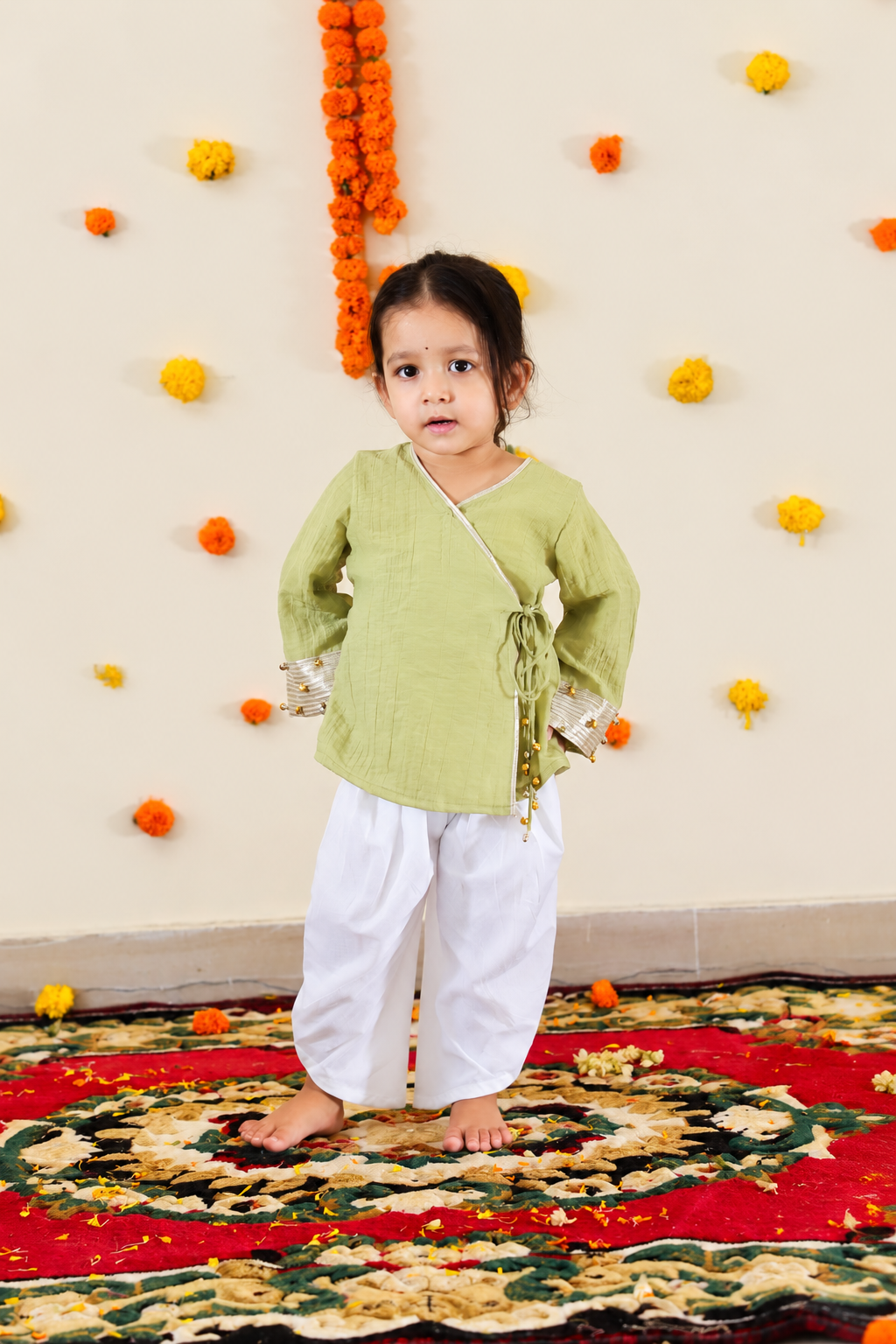 Lime Green Angrakha with Tulip pants