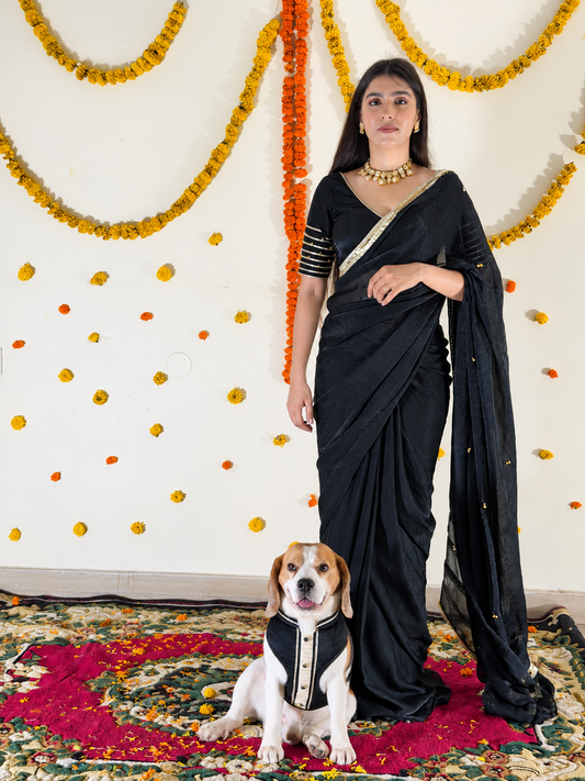 Black Saree Harness Twinning set