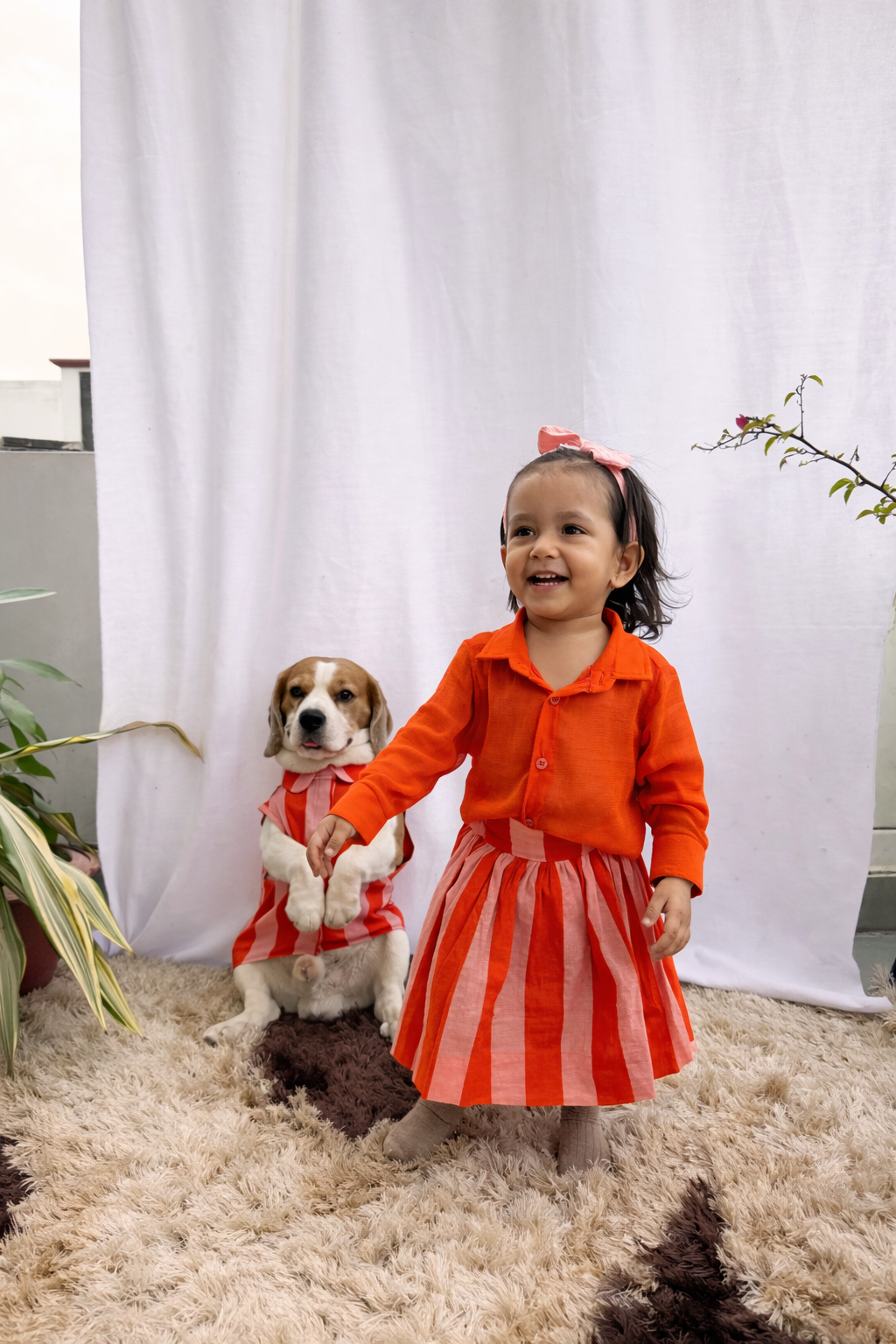 Orange Stripped Twinning Set