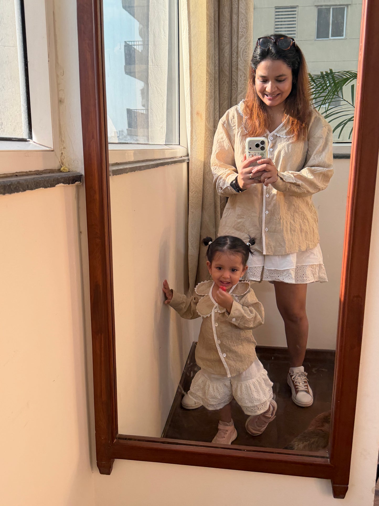 Beige Scalp Shirt Co-ord Twinning Set