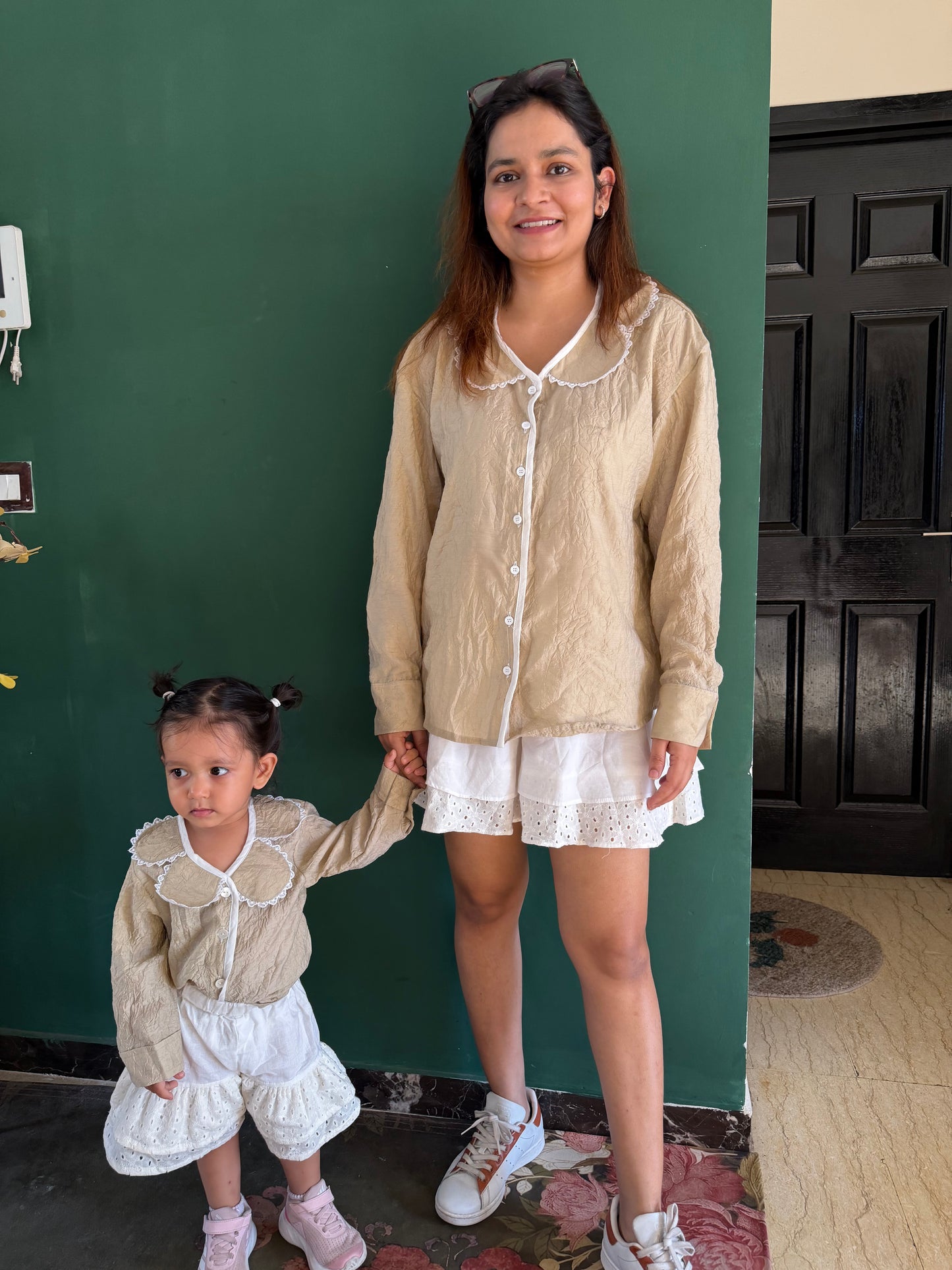 Beige Scalp Shirt Co-ord Twinning Set