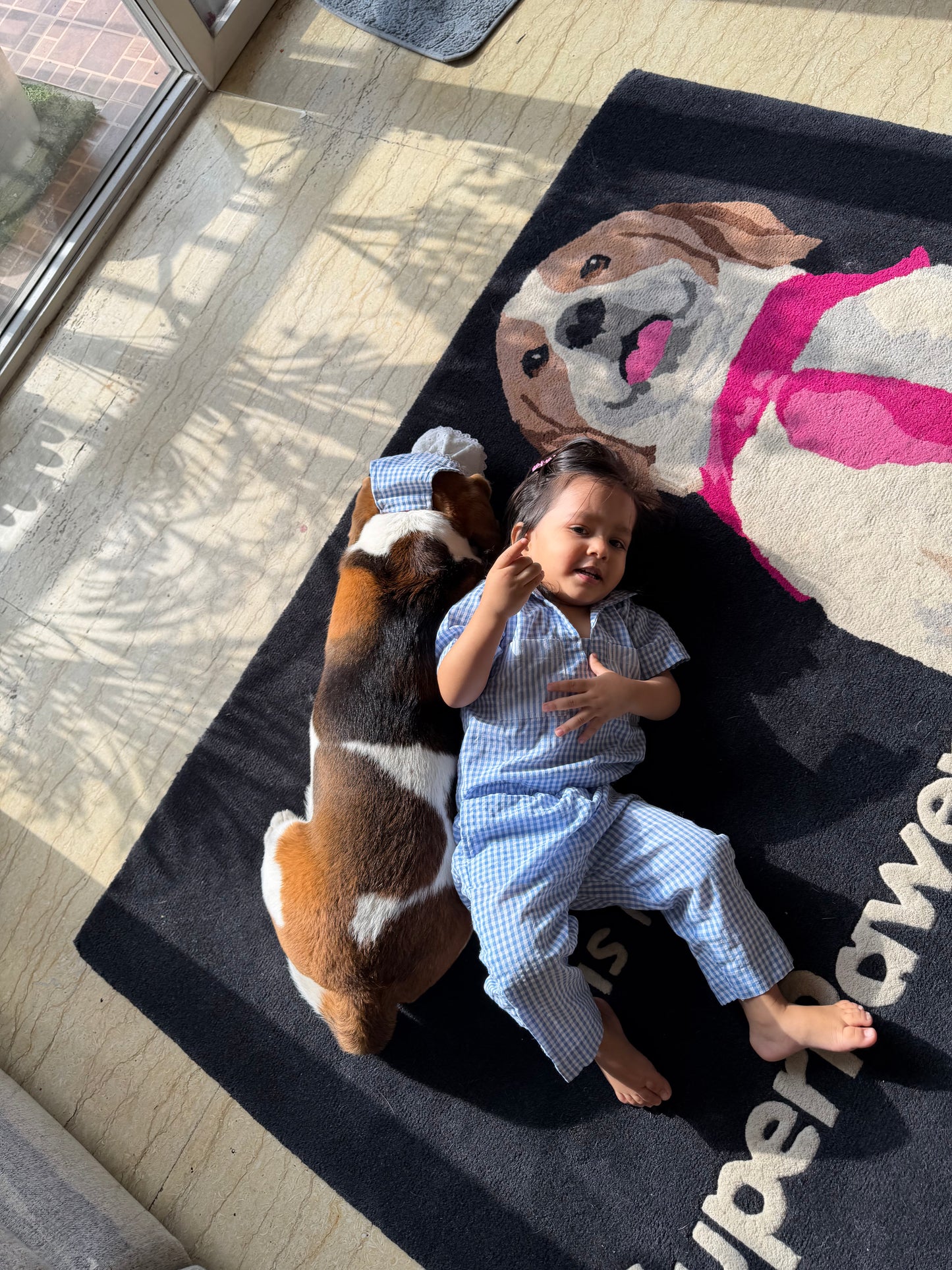 Blue Checked T-Shirt Twinning Set
