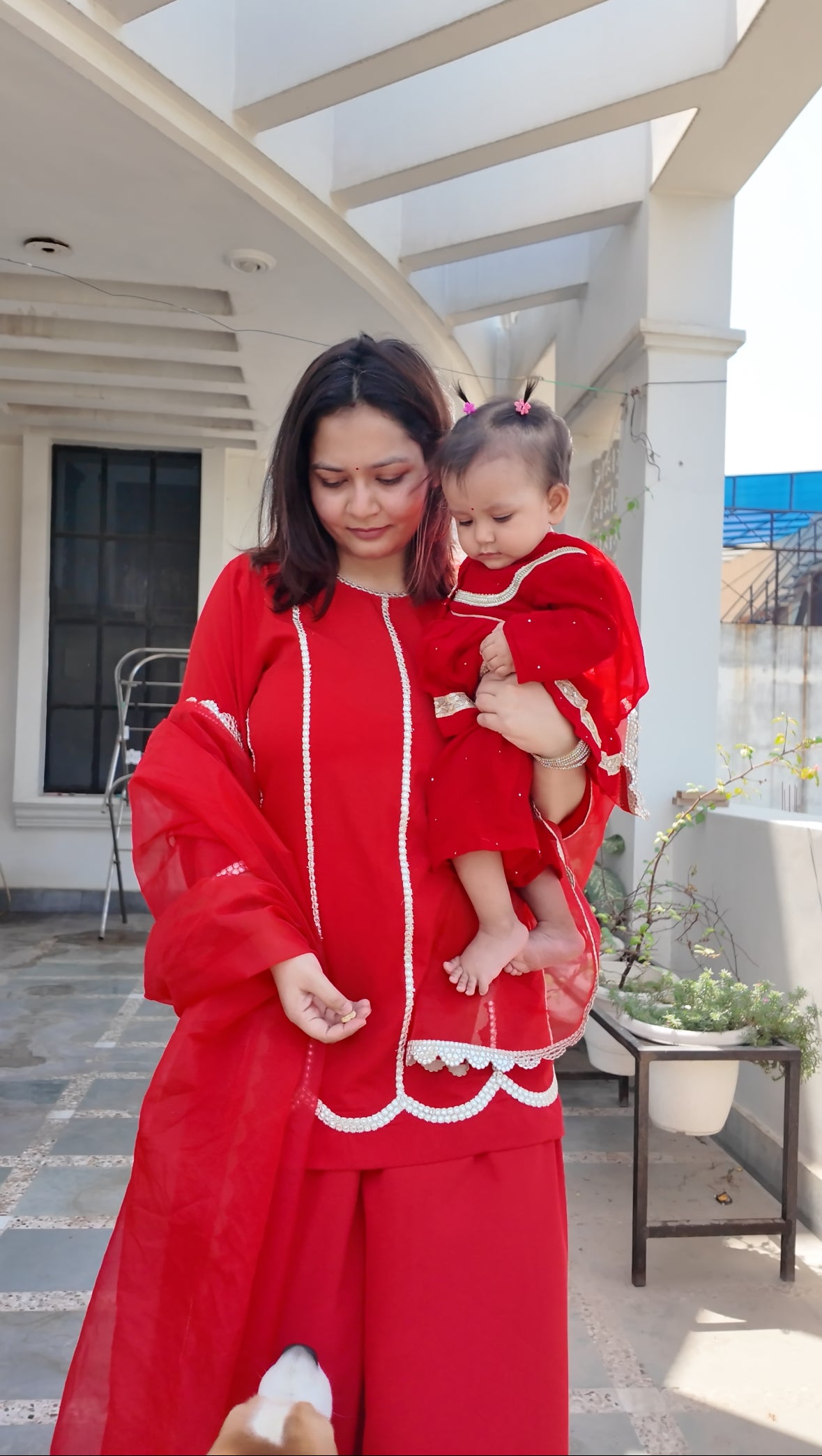 Red Sharara Kurta Twinning set