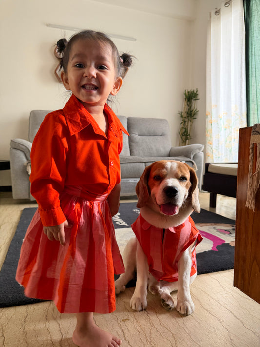 Orange Stripped Twinning Set