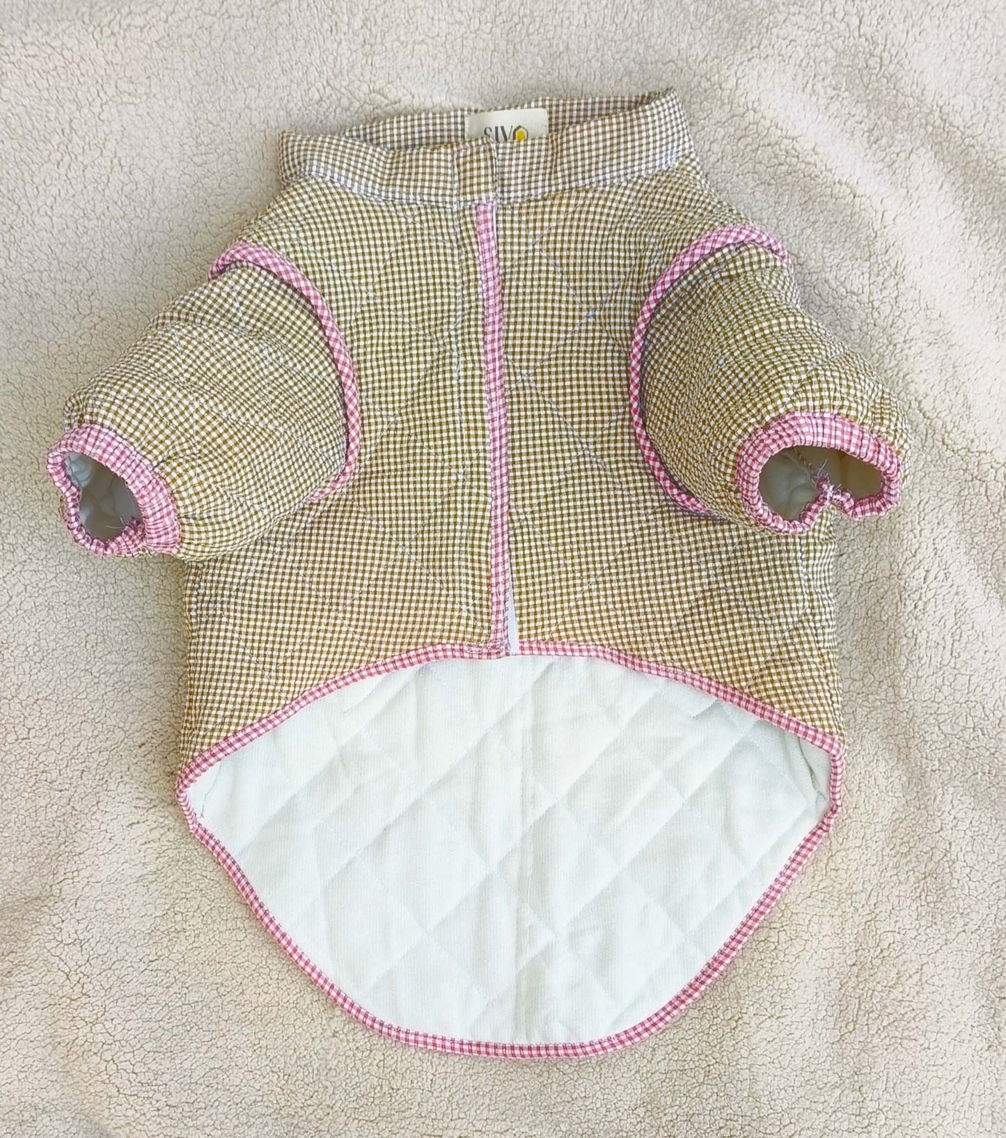 Yellow-Red checkered Quilted Jacket