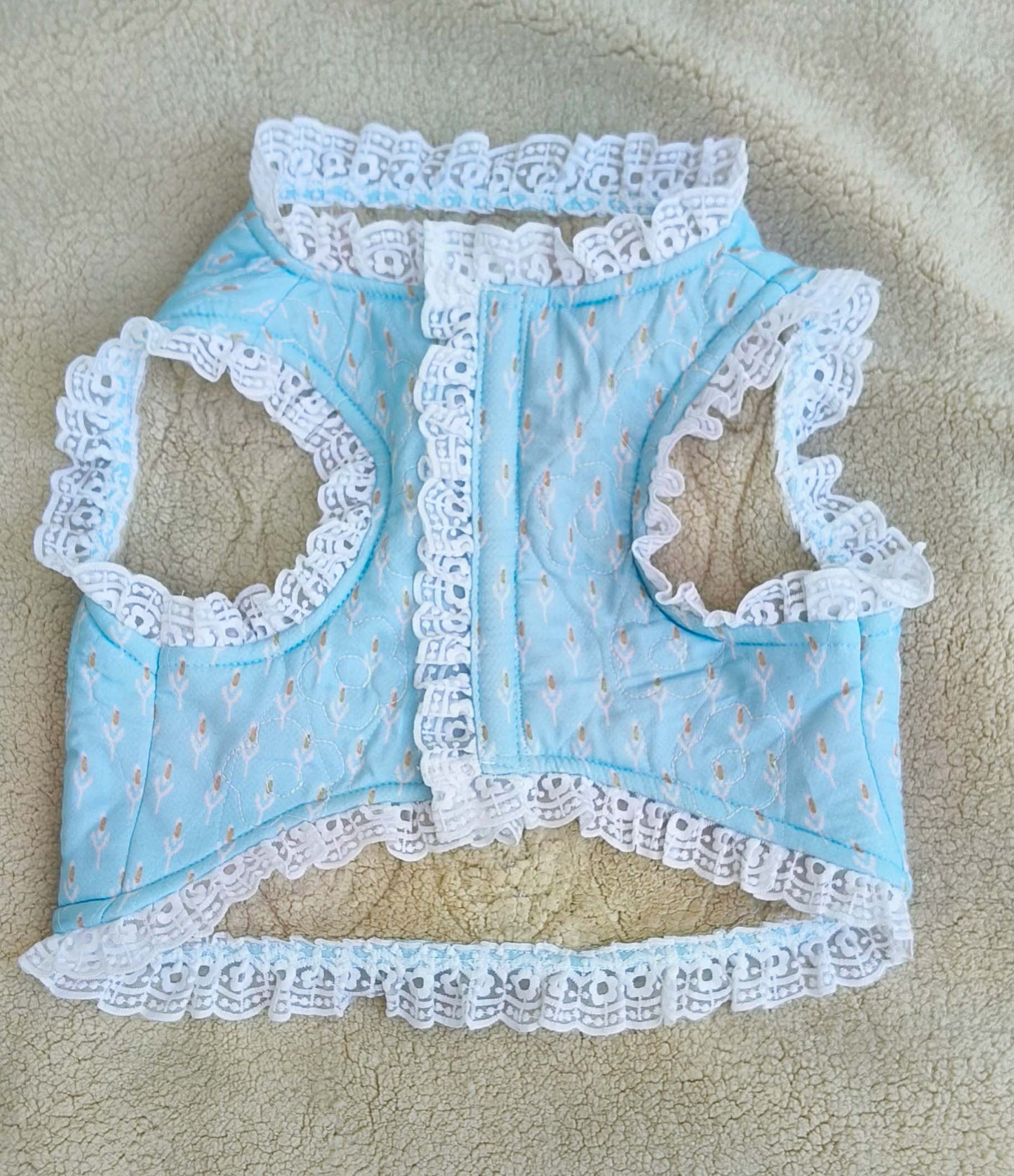 Blue Floral Quilted Vest