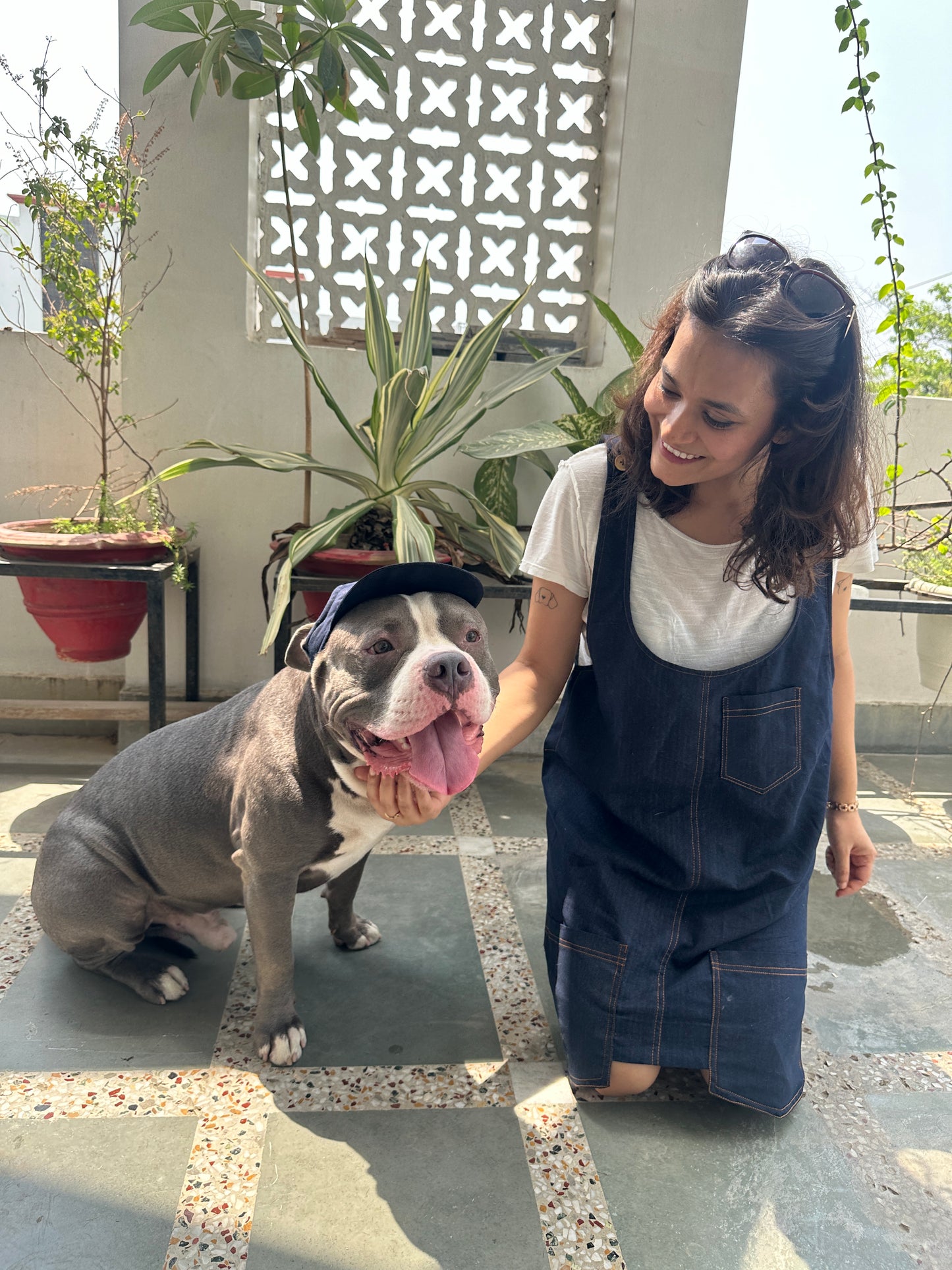 Denim Dungaree Cap Twinning set