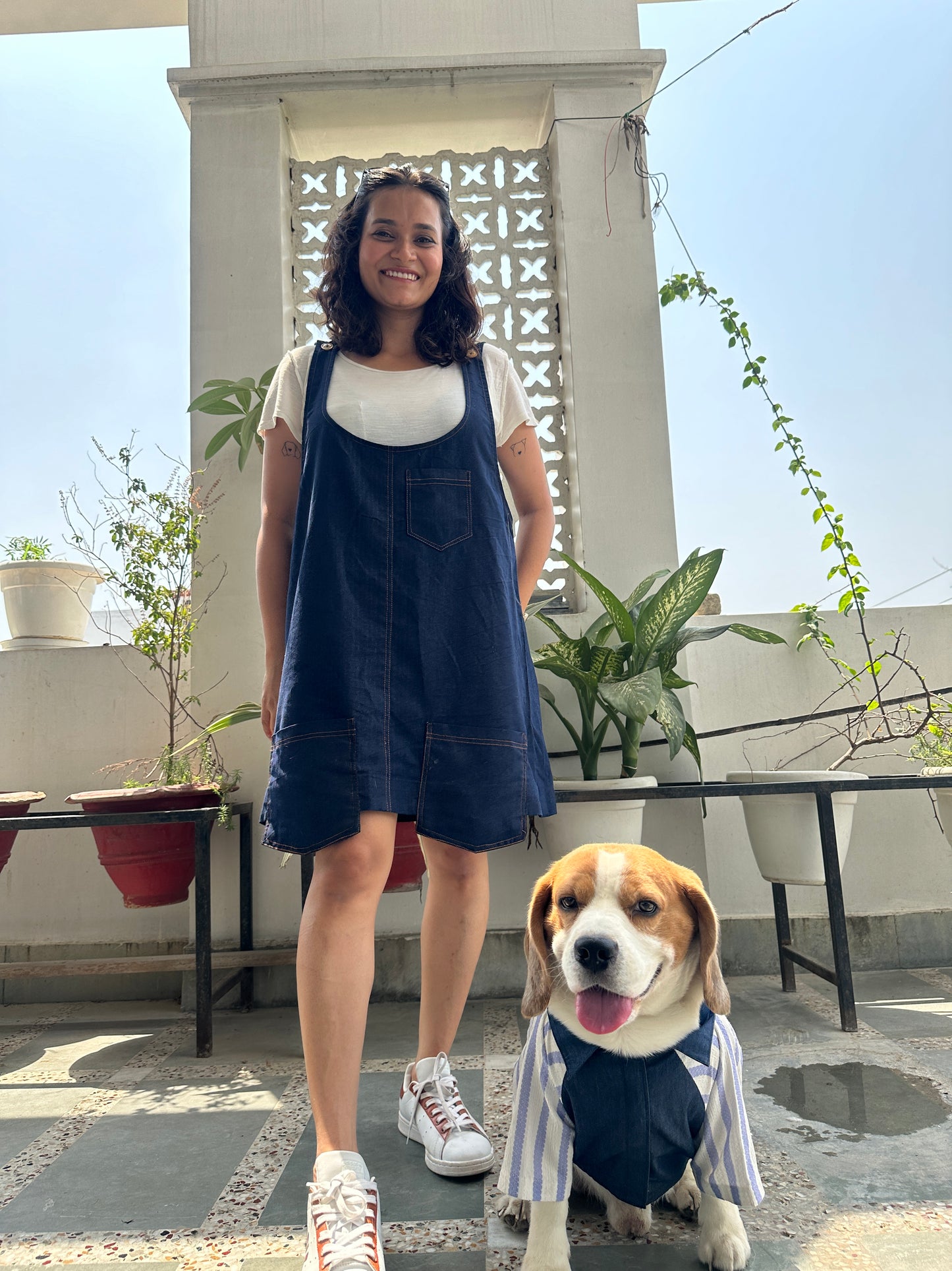 Denim Dungaree Twinning set