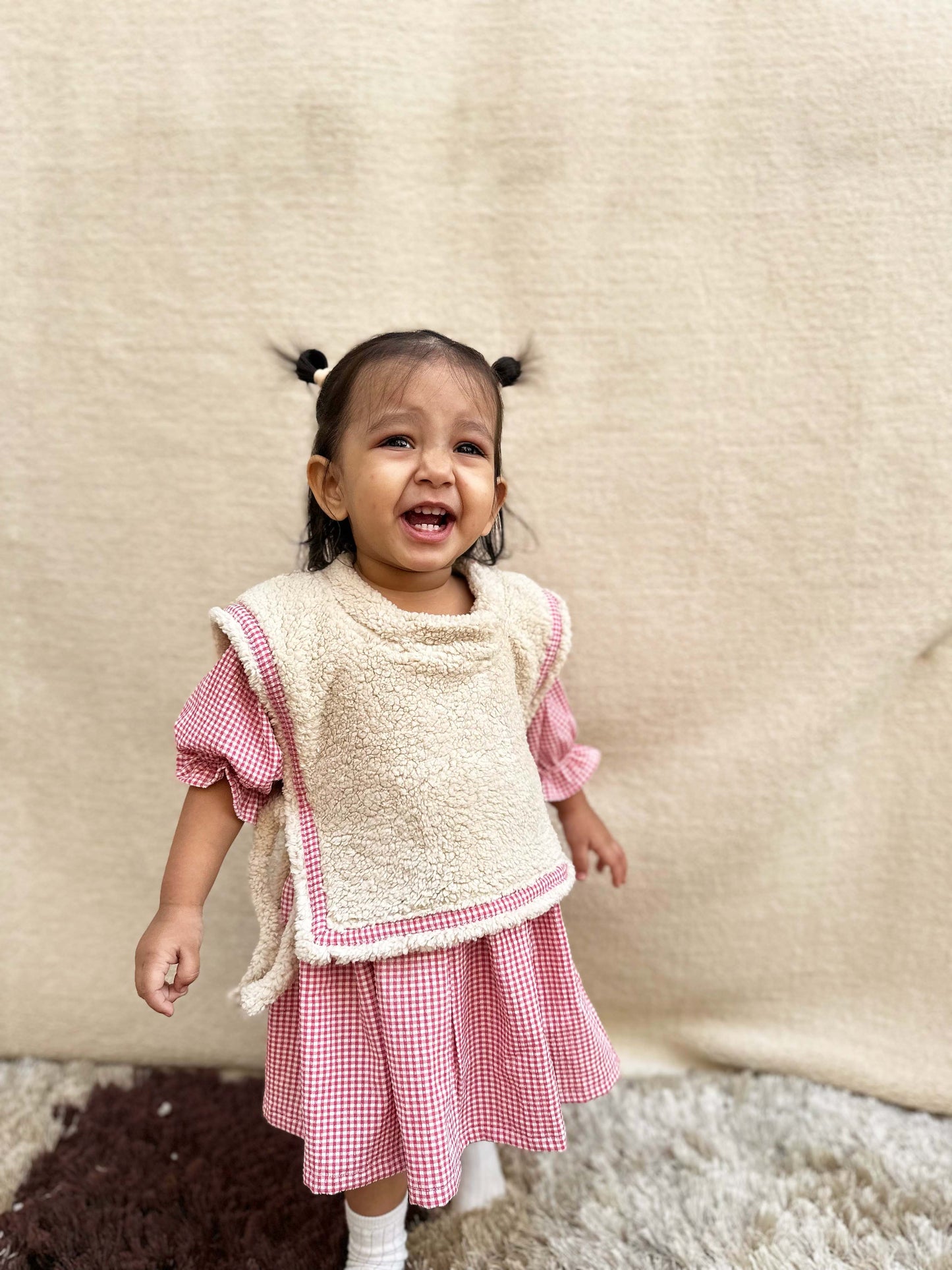 Red checked Fleece Twinning set