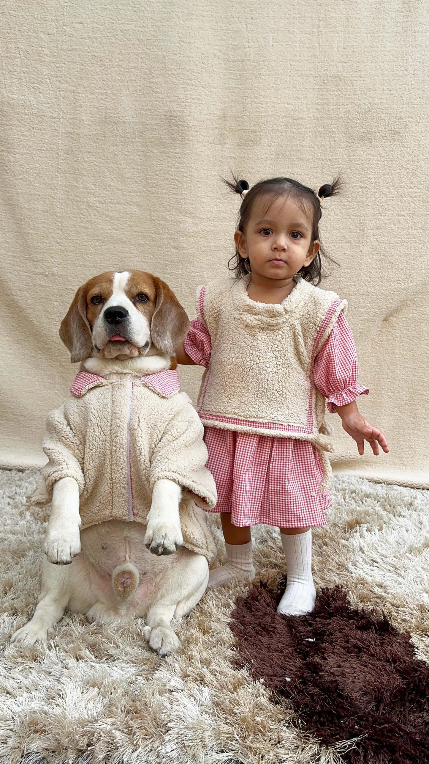 Red checked Fleece Twinning set