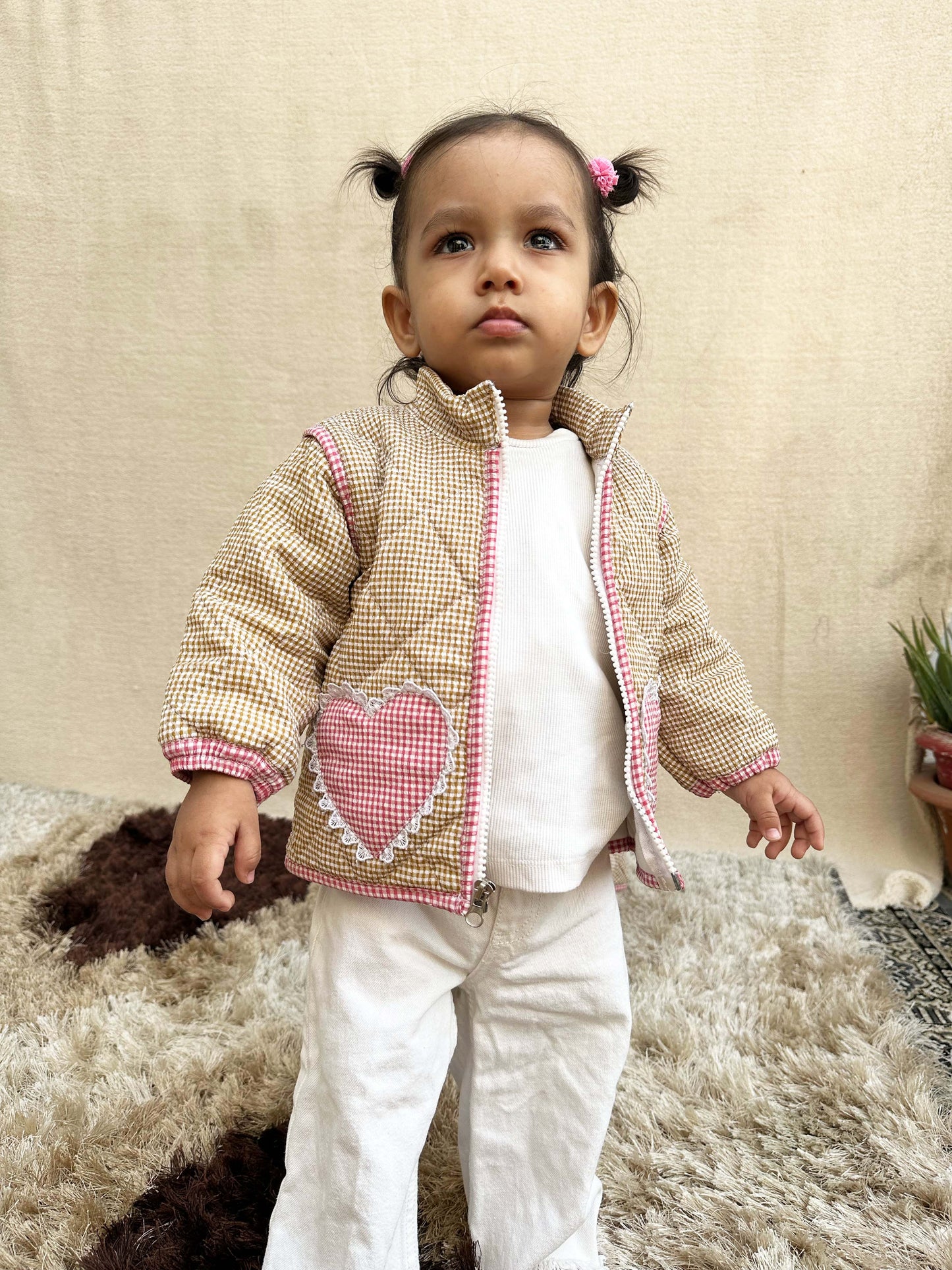 Yellow-Red Quilted Jacket