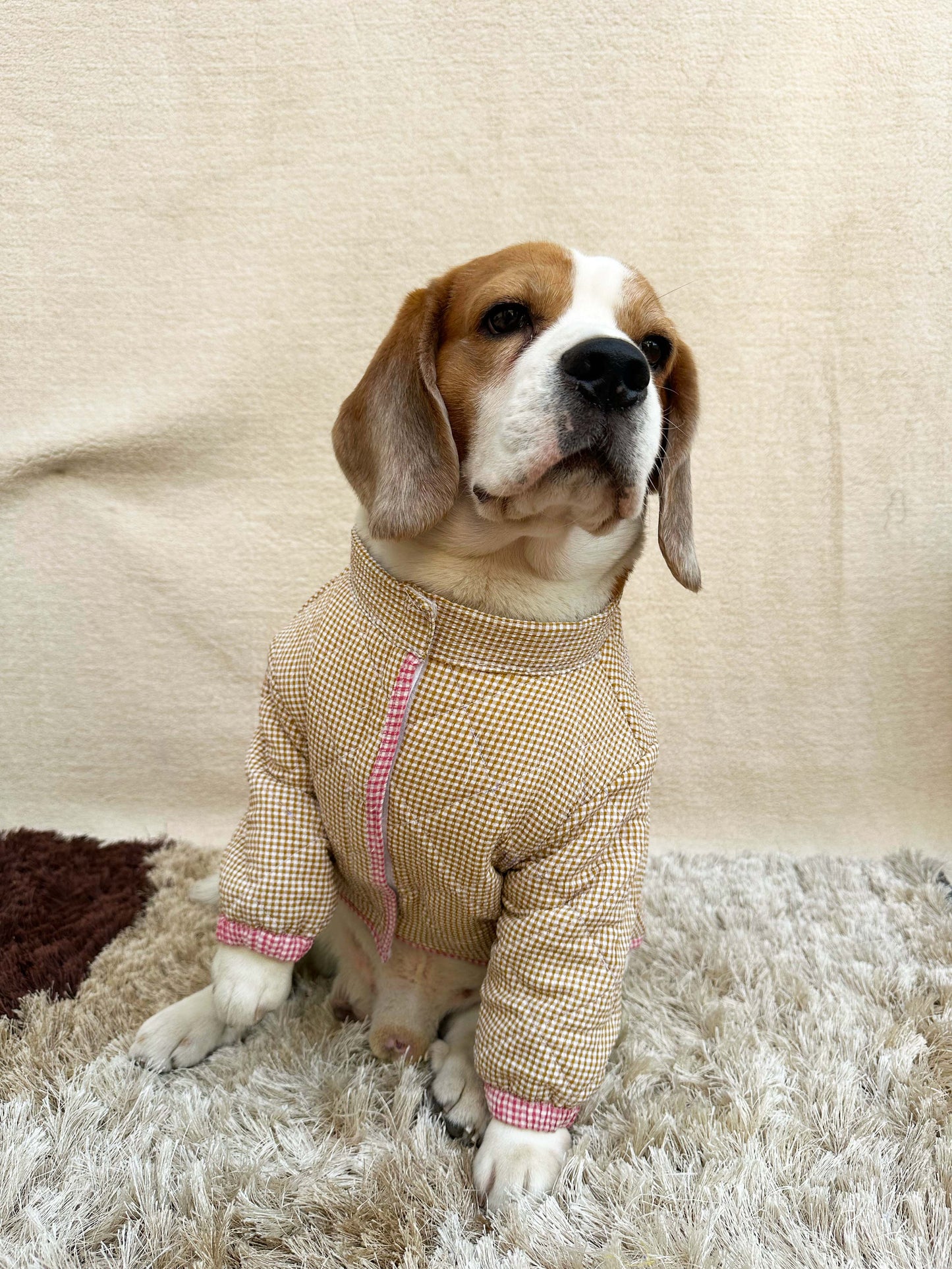 Yellow-Red checkered Quilted Jacket