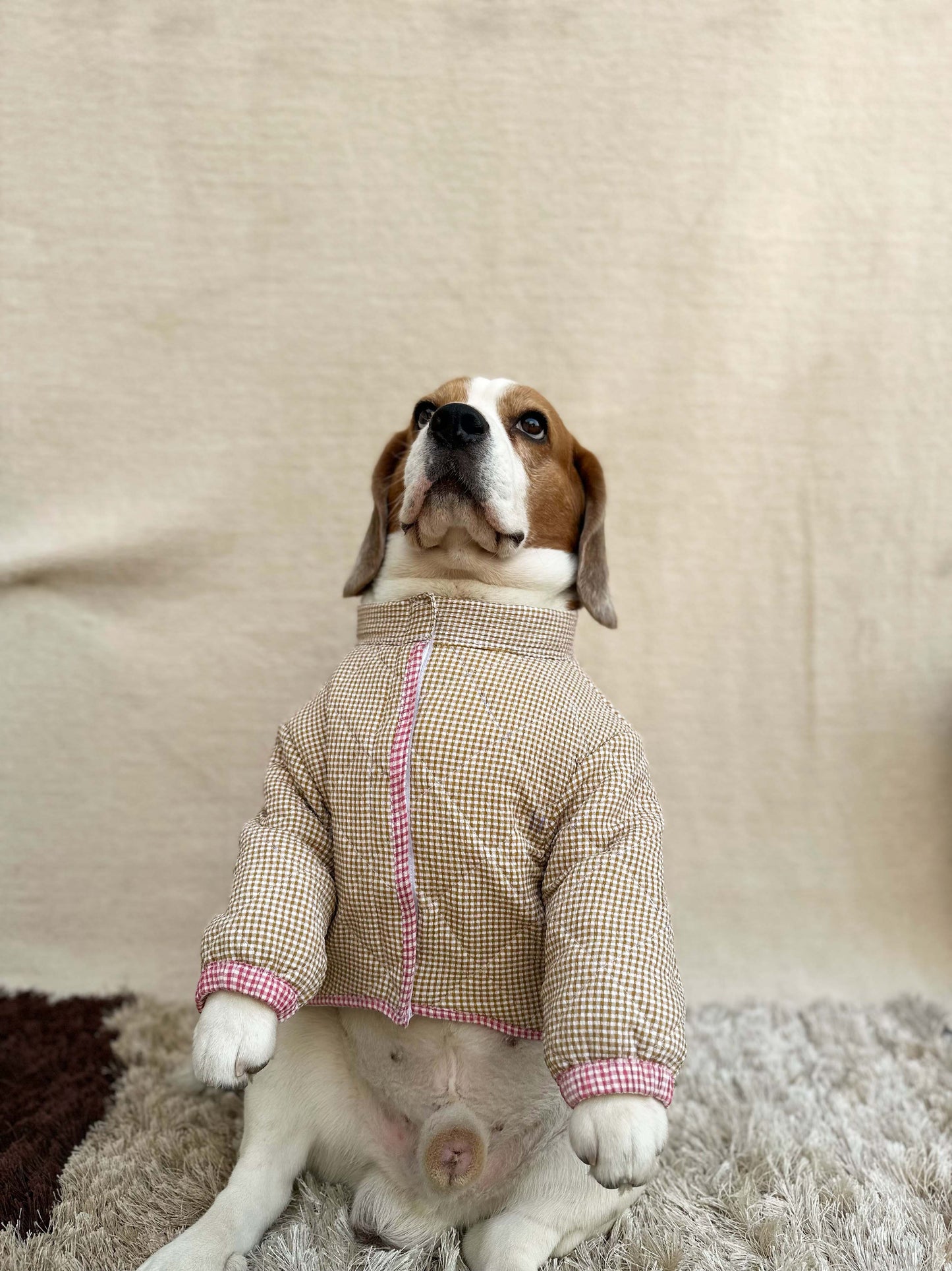 Yellow-Red checkered Quilted Jacket