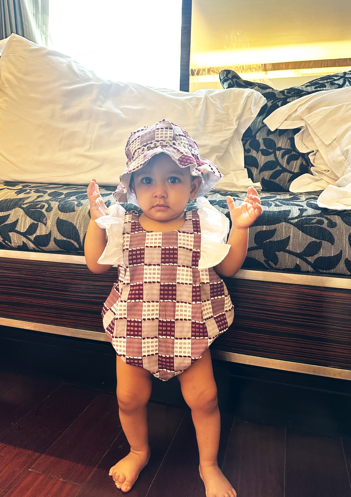 Red Checked Bubble Romper