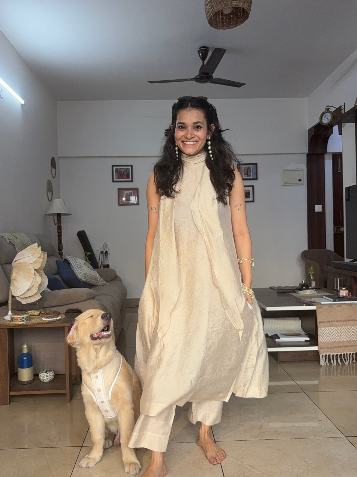 Beige Kurta Twinning set