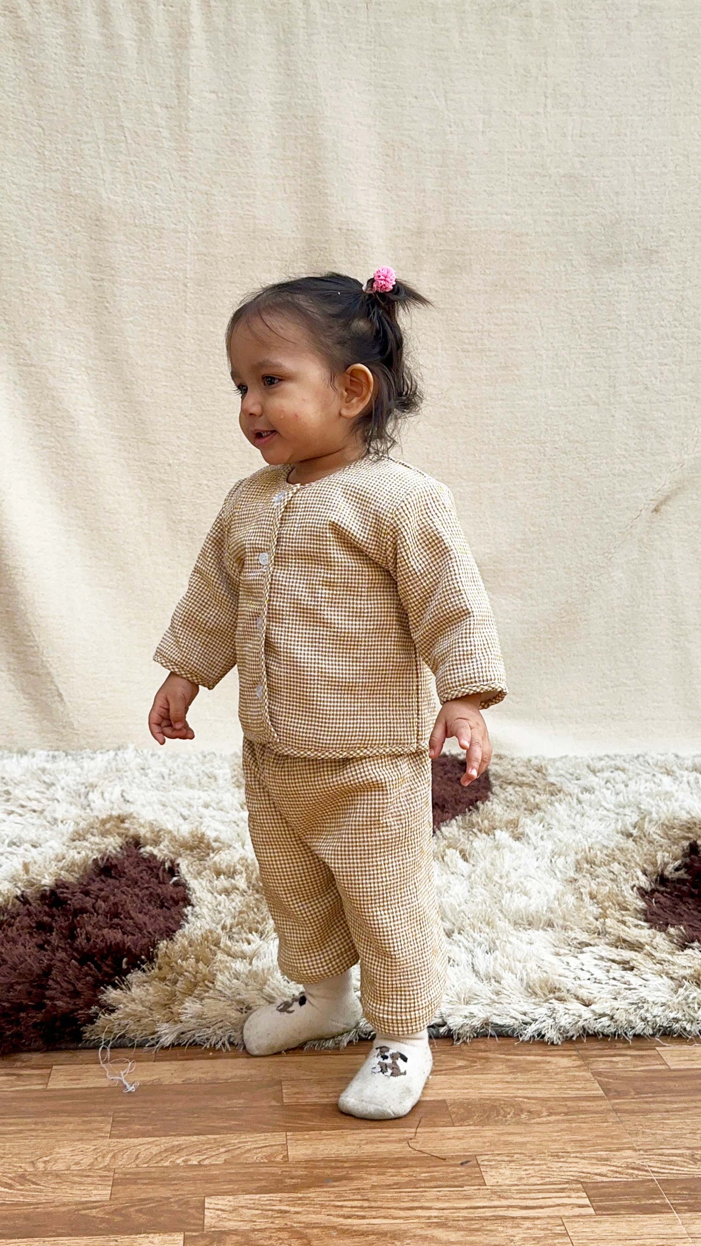 Yellow Checkered Co-ord set