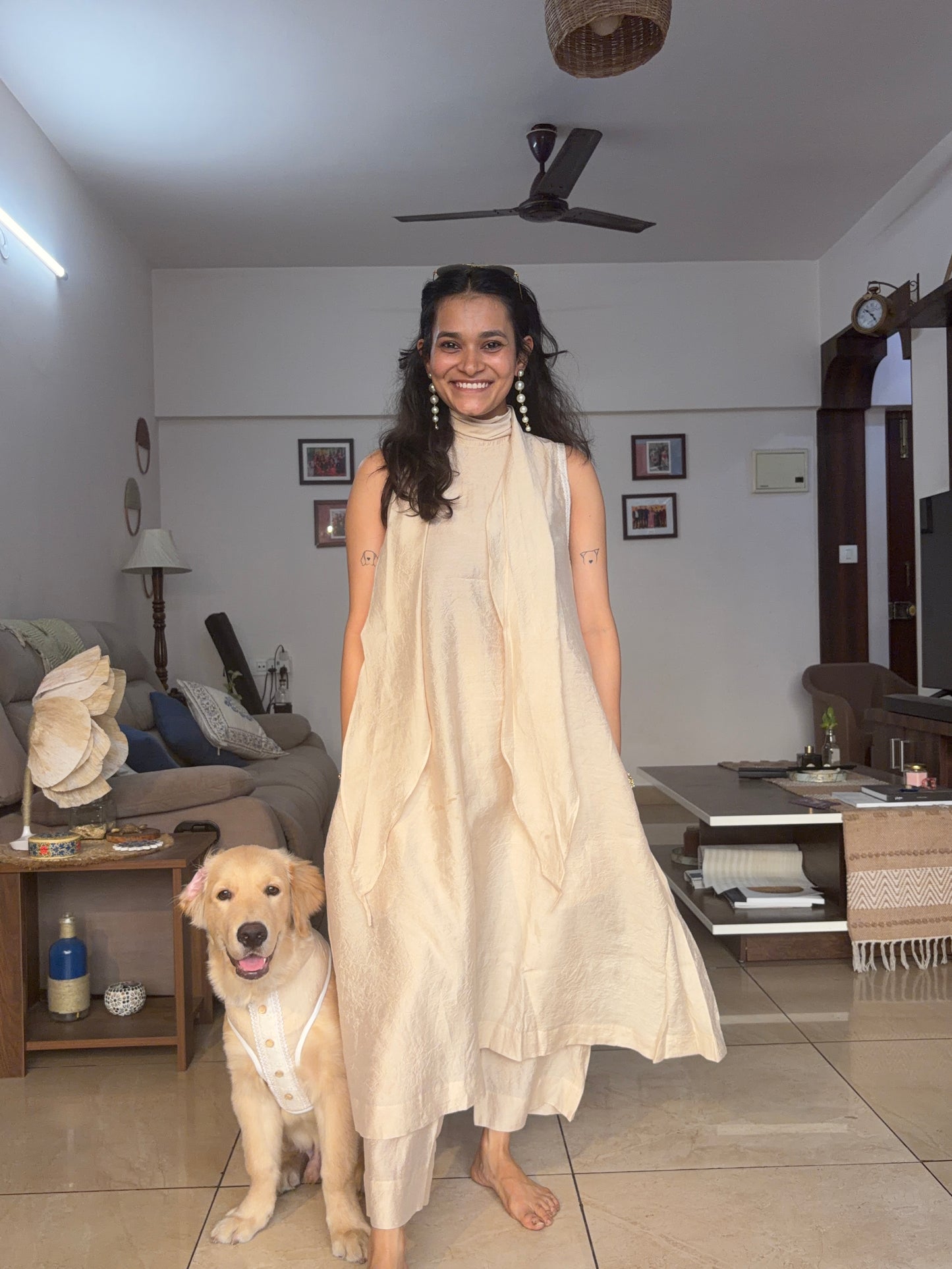 Beige Kurta Twinning set