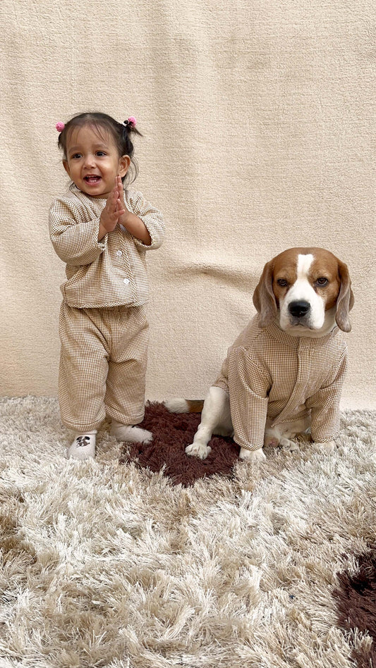 Yellow quilted Night Suit Twinning set