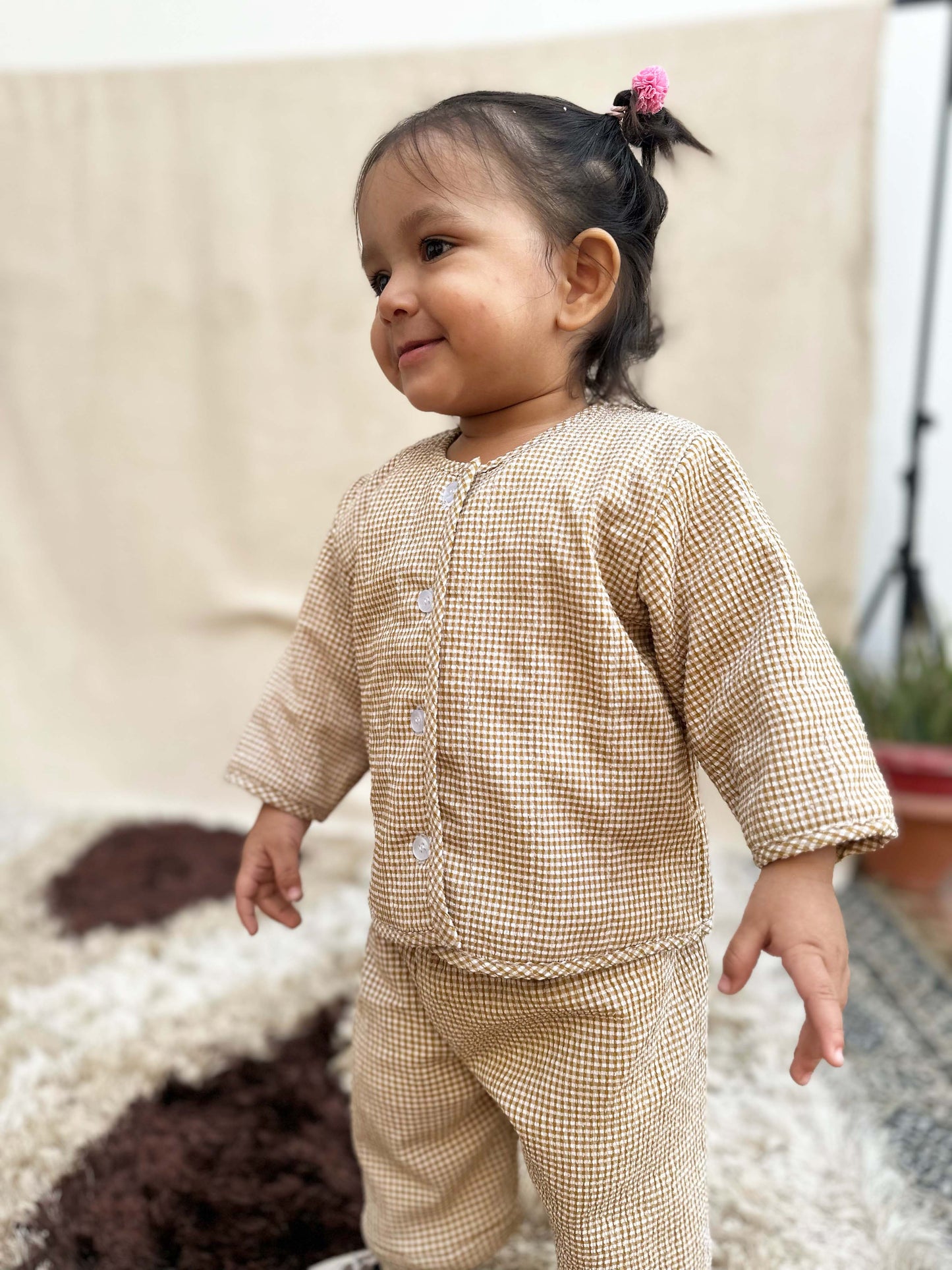 Yellow Checkered Co-ord set