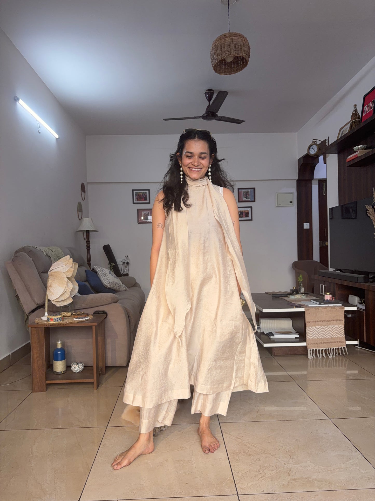 Beige Kurta Twinning set