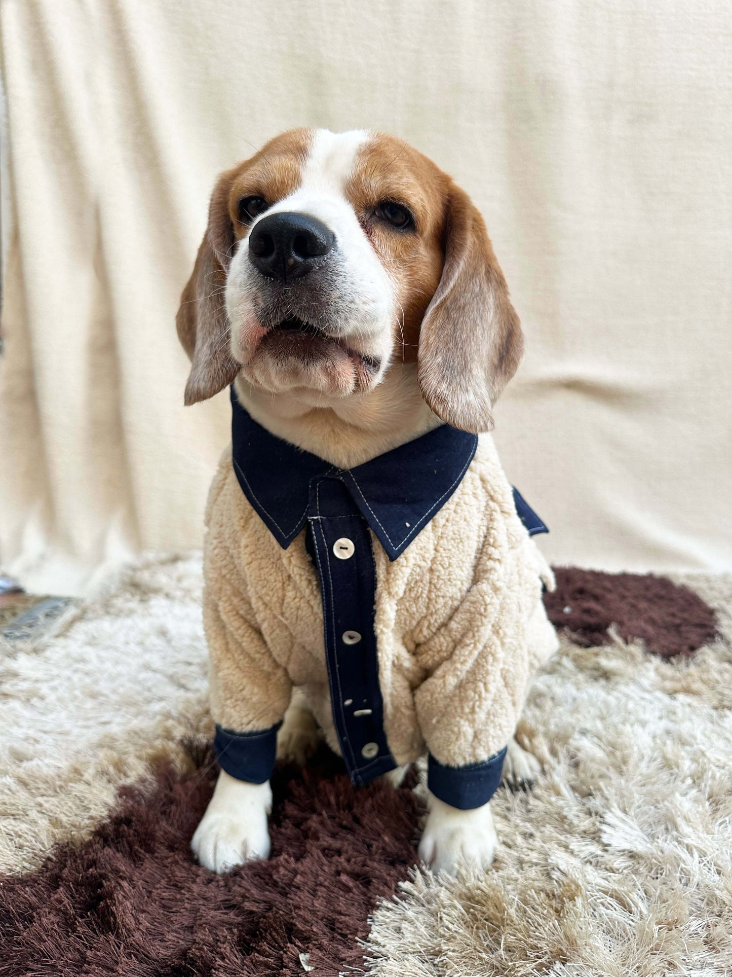 Beige Fleece Denim Shirt