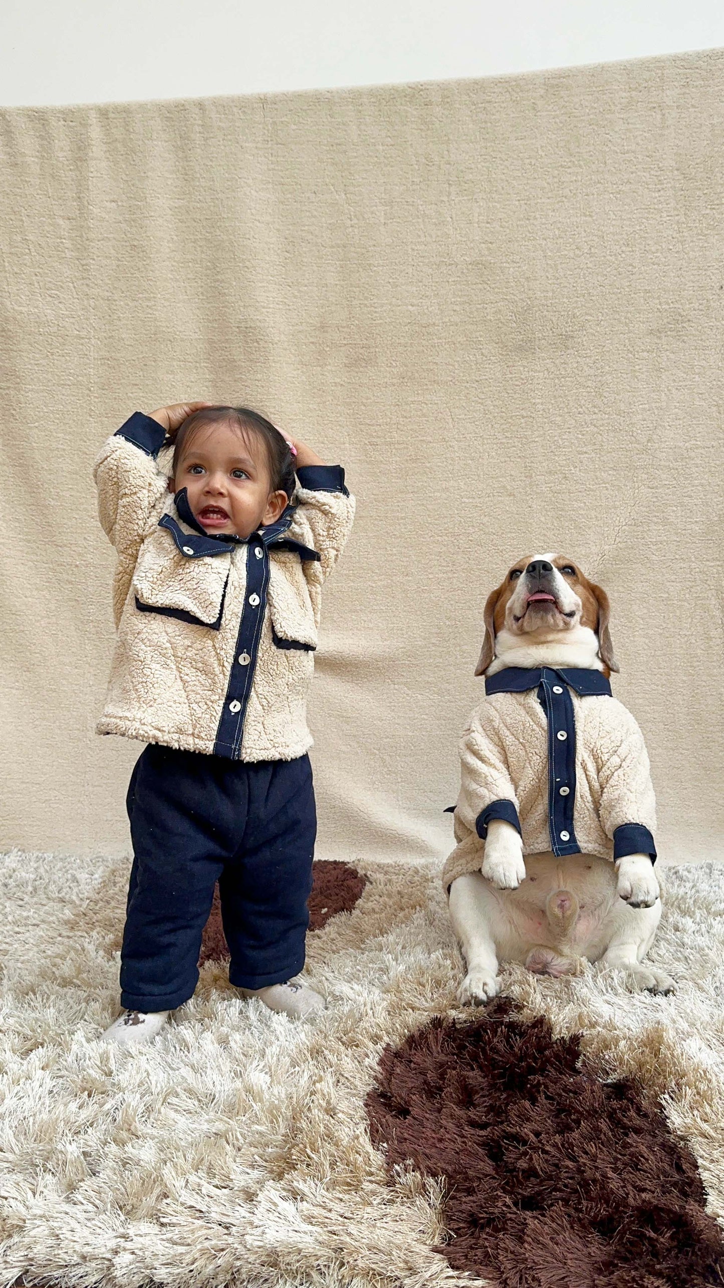 Denim Fleece Twinning Shirt set