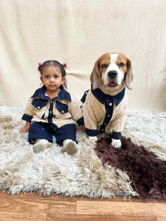 Denim Fleece Twinning Shirt set