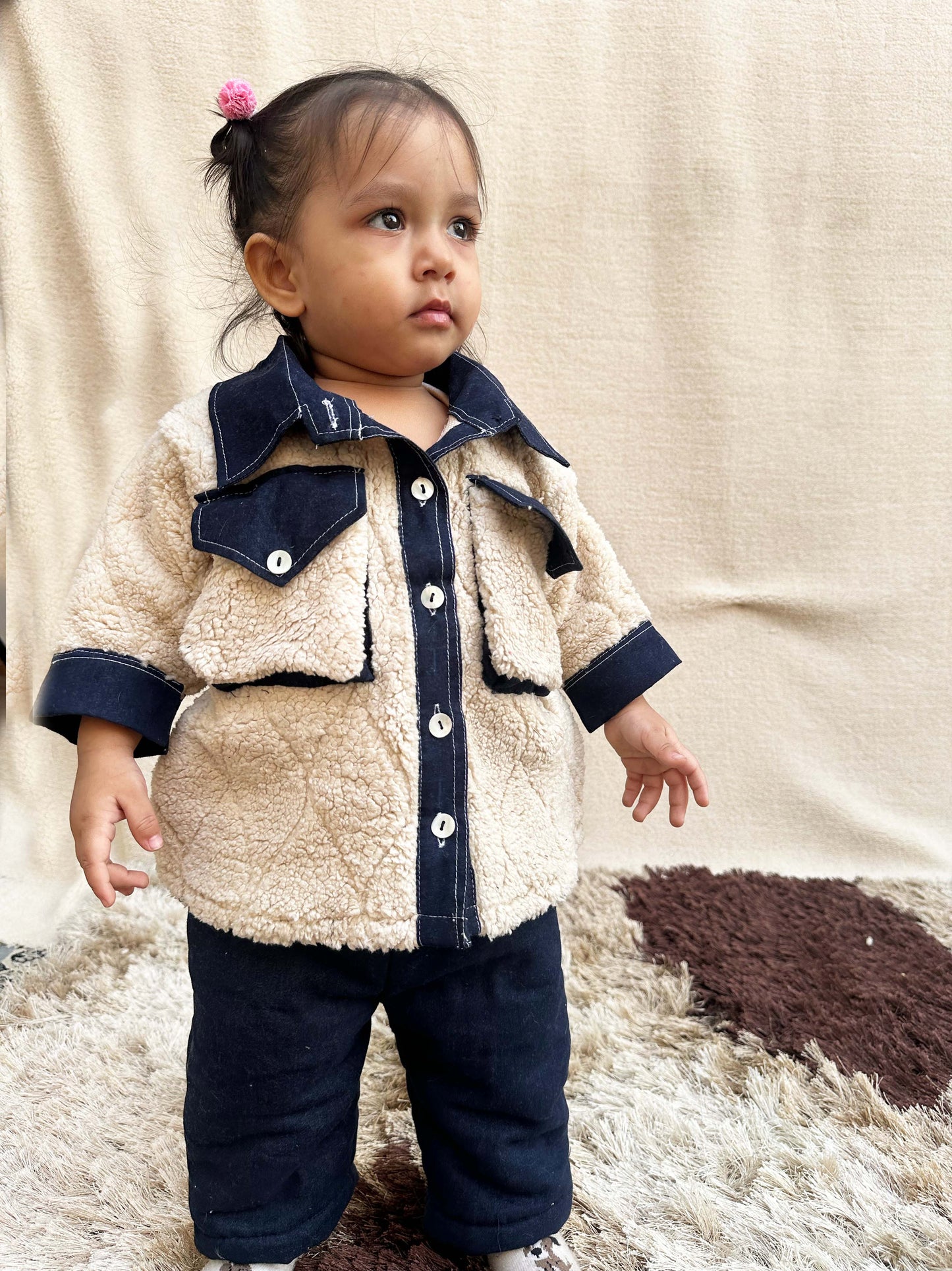 Denim Fleece Twinning Shirt set