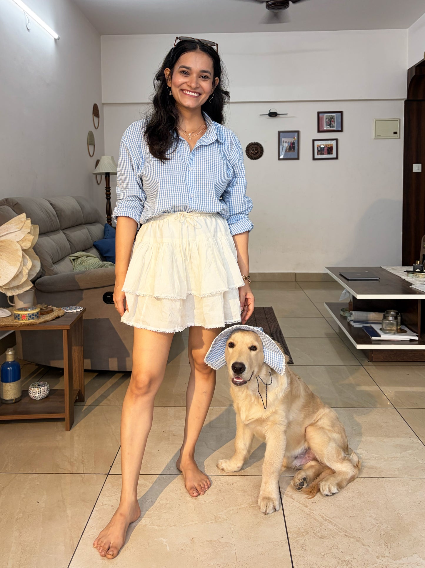 Blue Gingham Shirt Co-ord Set