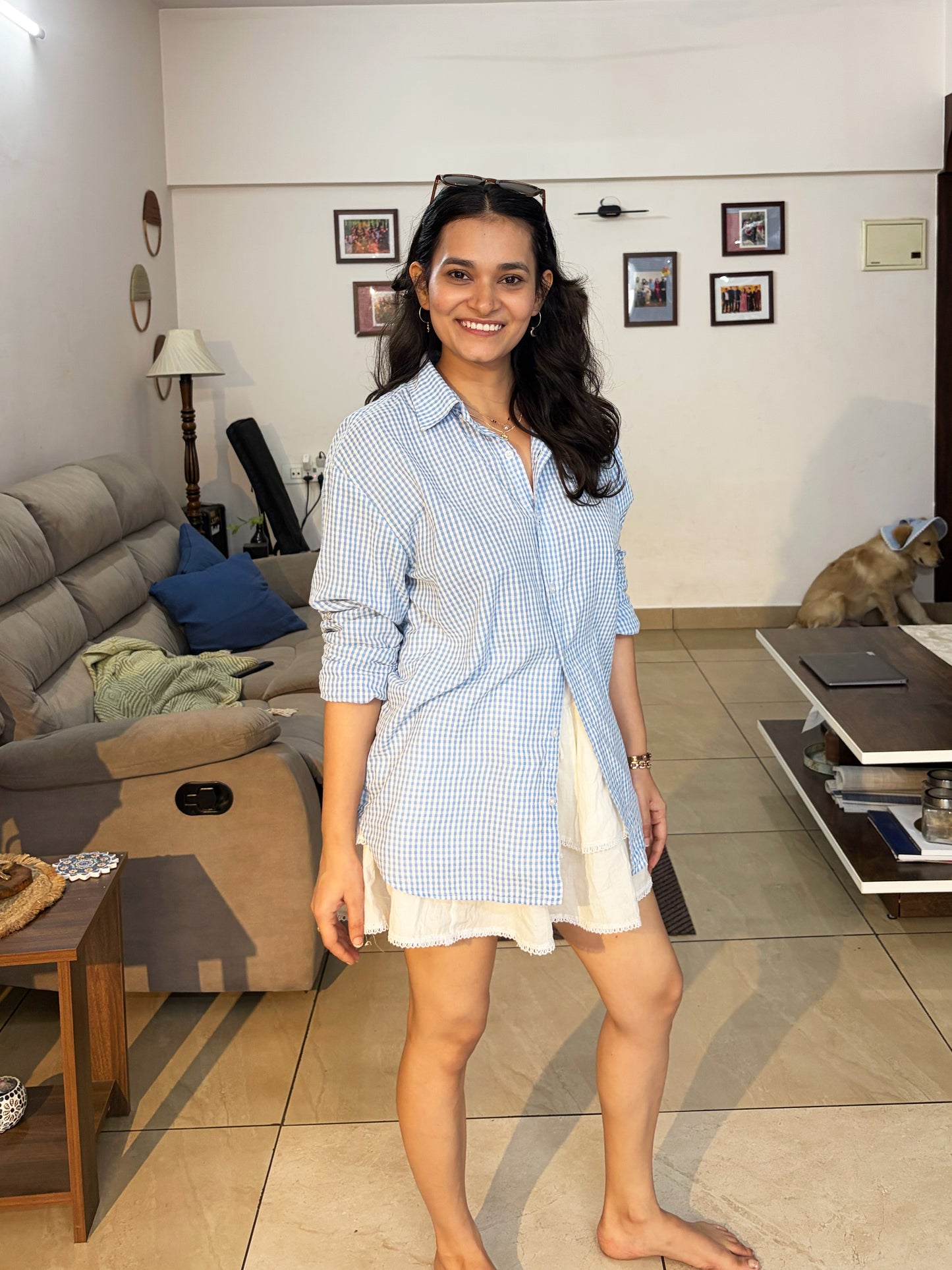 Blue Gingham Shirt Co-ord Set