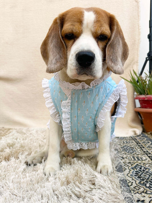 Blue Floral Quilted Vest
