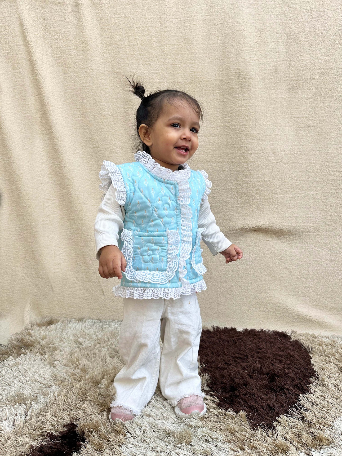 Blue Floral Quilted Vest