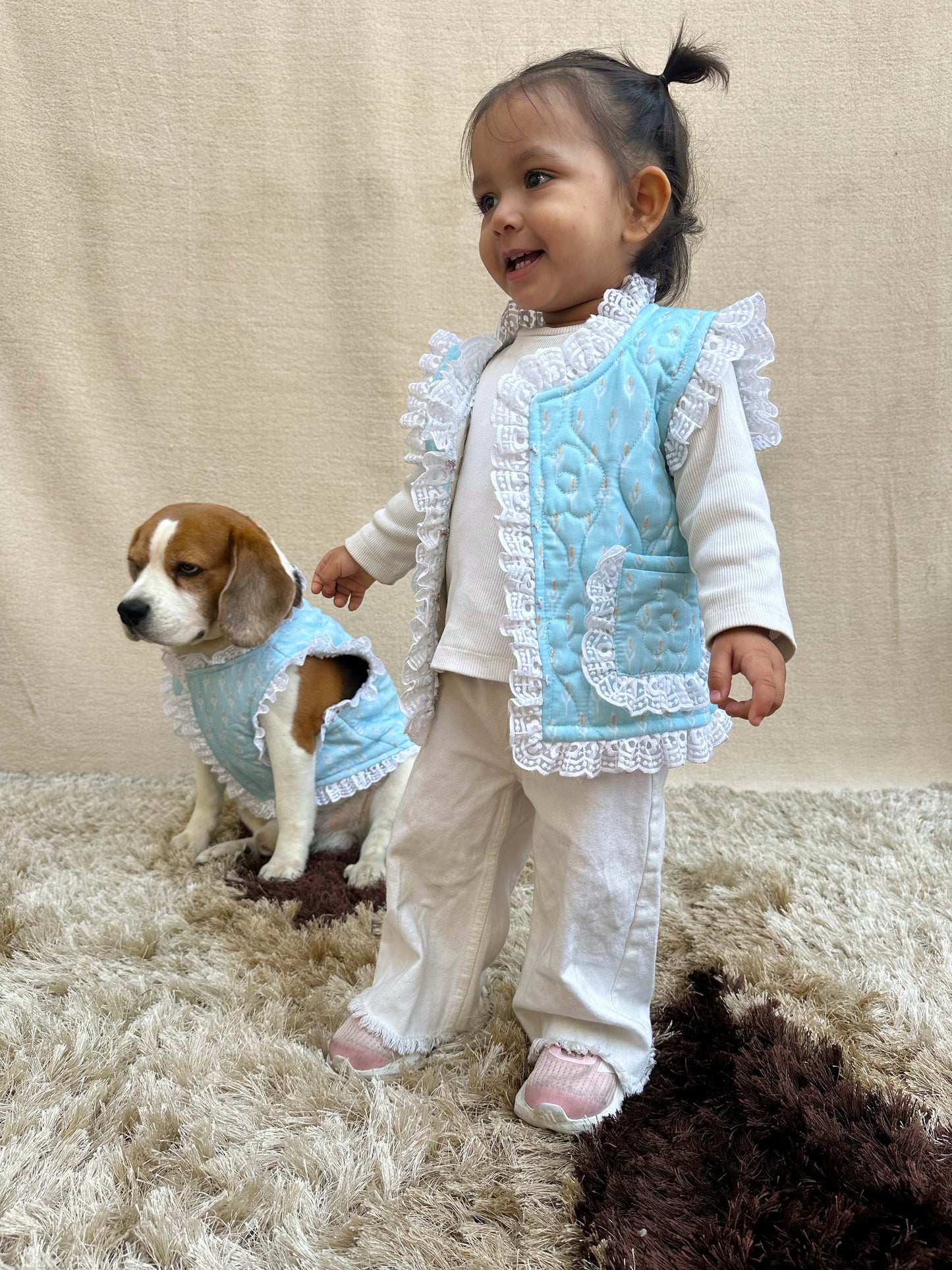 Blue Floral Quilted Vest