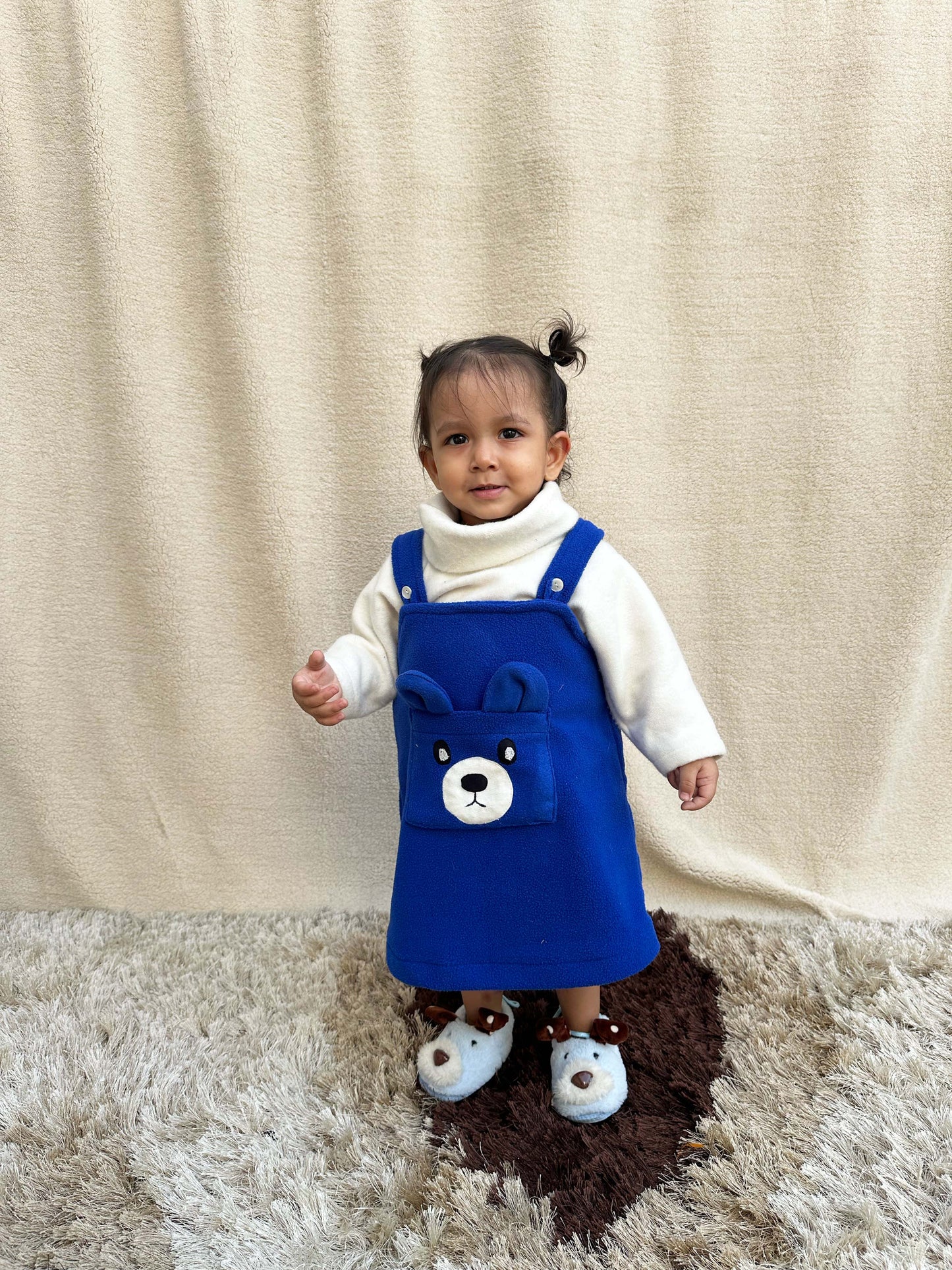 Navy Blue Dungaree Dress with Skeeve