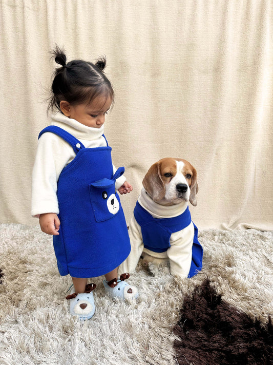 Navy Blue Dungaree Dress Twinning set