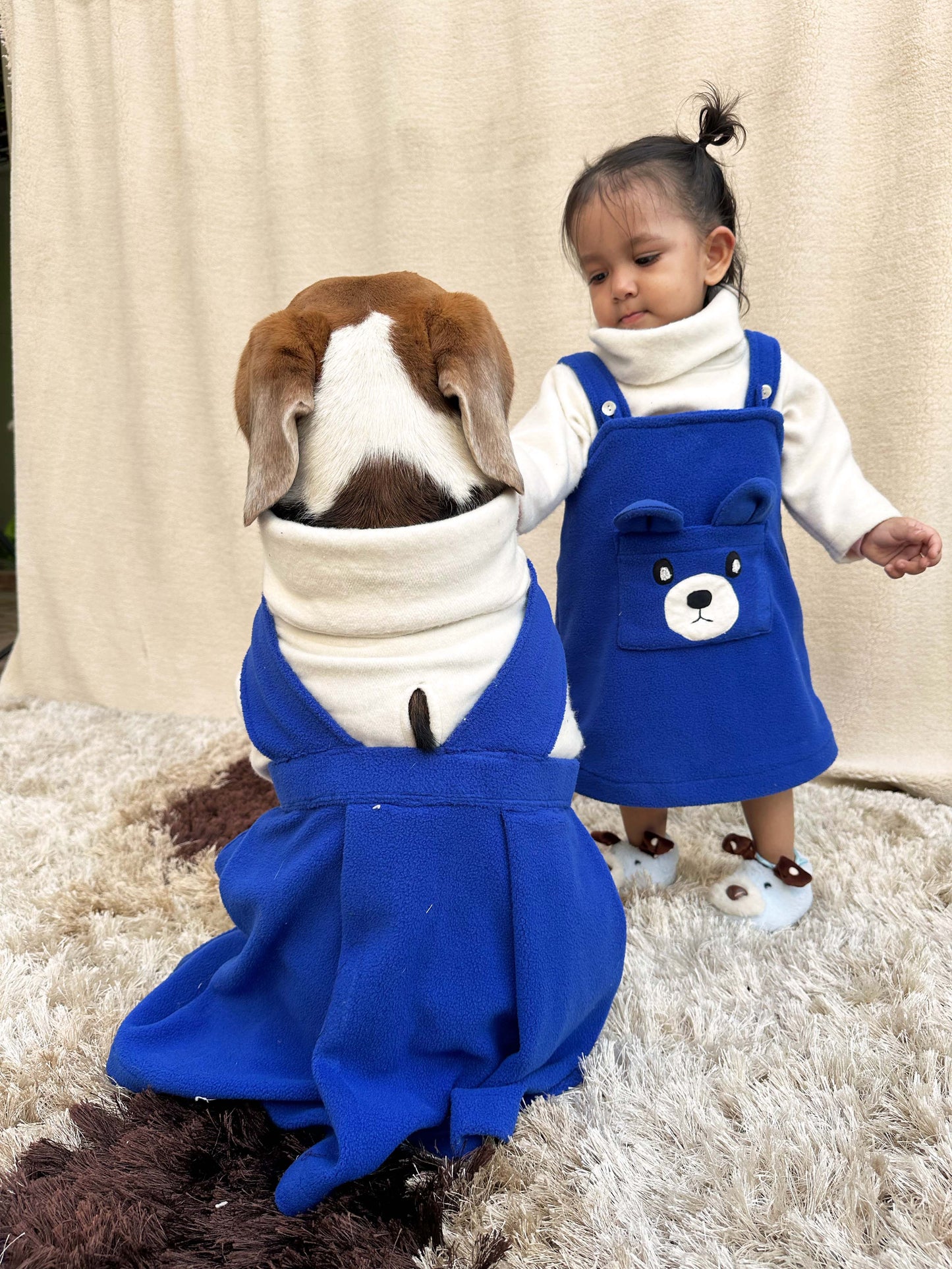 Navy Blue Dungaree Dress Twinning set