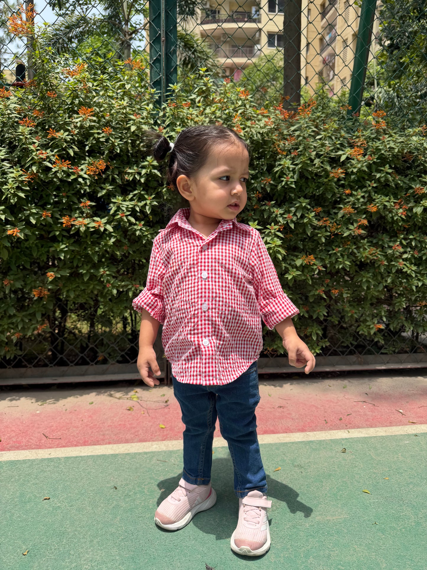 Red Gingham Harness Twinning Set