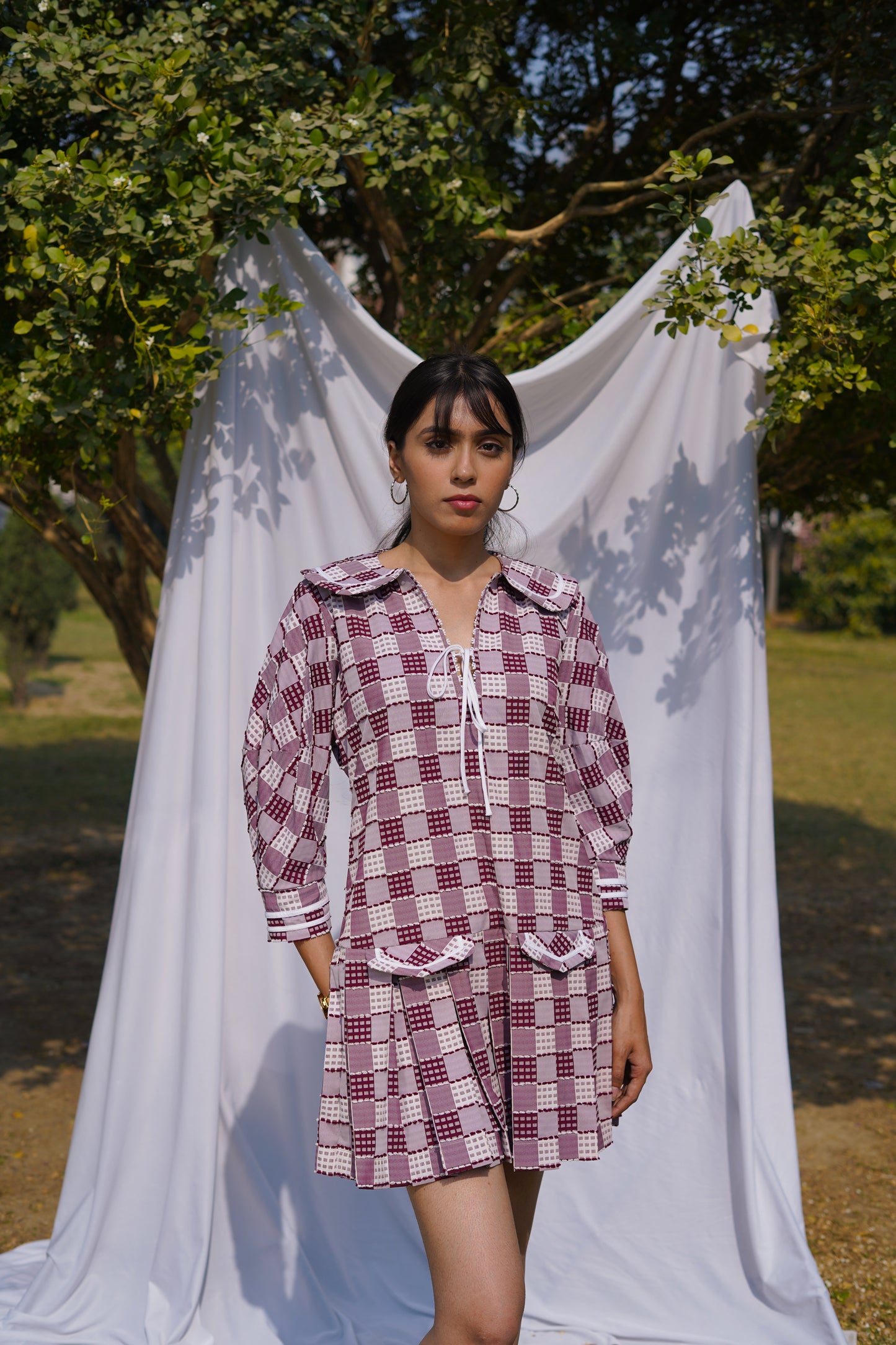 Red Checked Dress Twinning Set