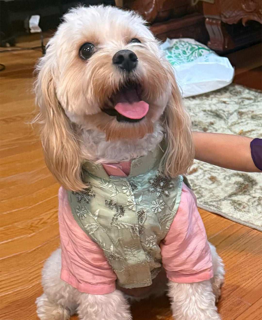 Pink Colour Blocked Nehru Jacket Kurta Set